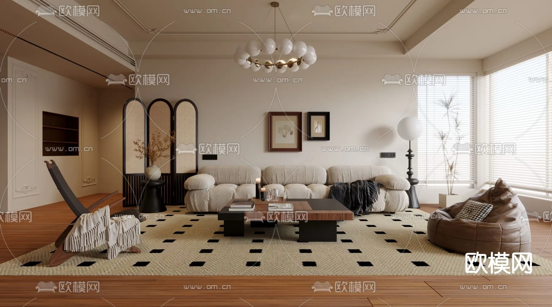 LIVING ROOM - MODERN STYLE - VRAY / CORONA - 3D MODEL - 1897