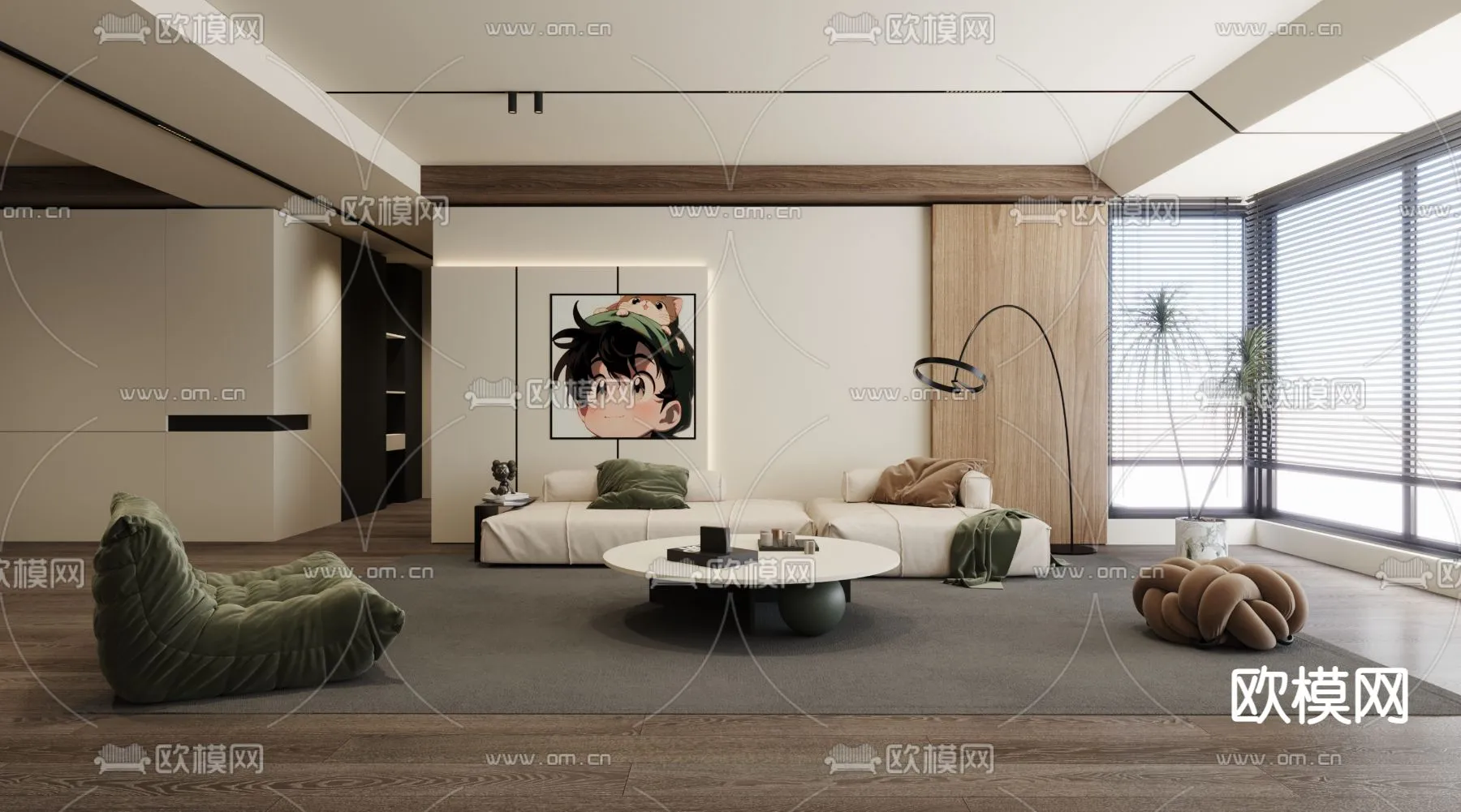 LIVING ROOM - MODERN STYLE - VRAY / CORONA - 3D MODEL - 1898