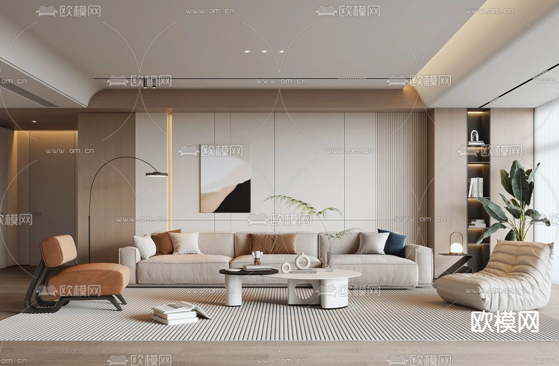 LIVING ROOM - MODERN STYLE - VRAY / CORONA - 3D MODEL - 1899