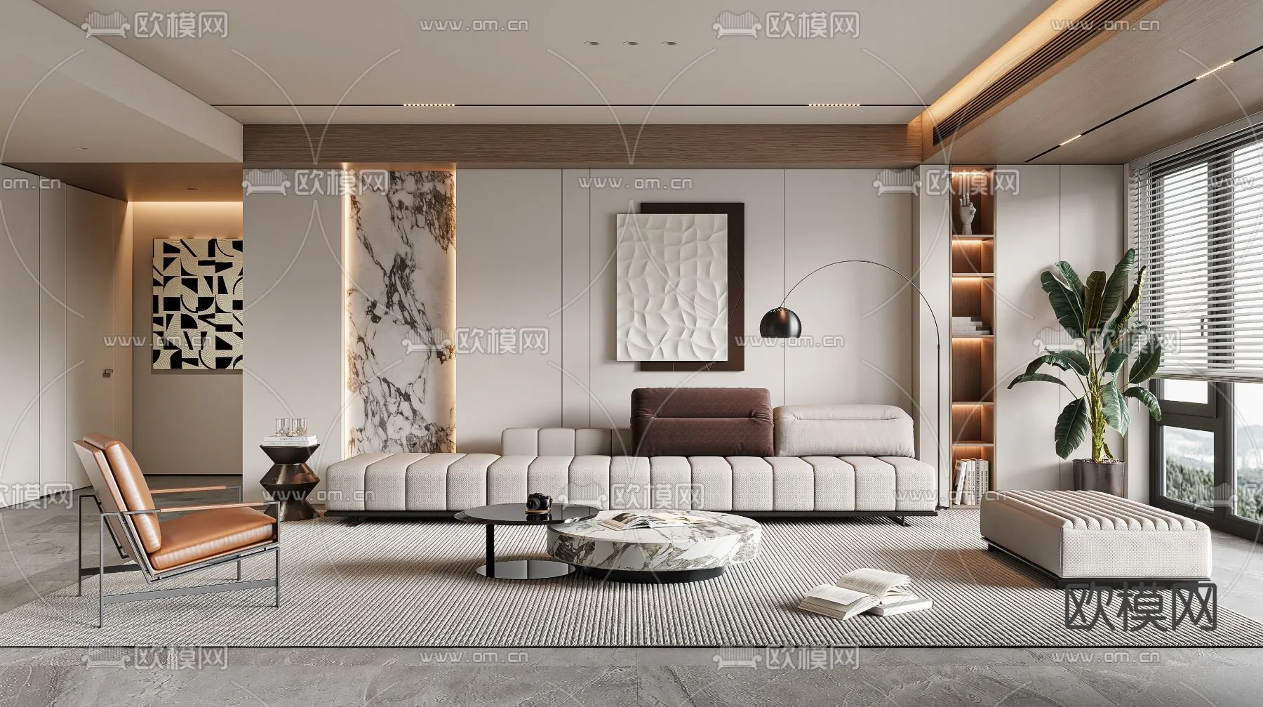 LIVING ROOM - MODERN STYLE - VRAY / CORONA - 3D MODEL - 1907