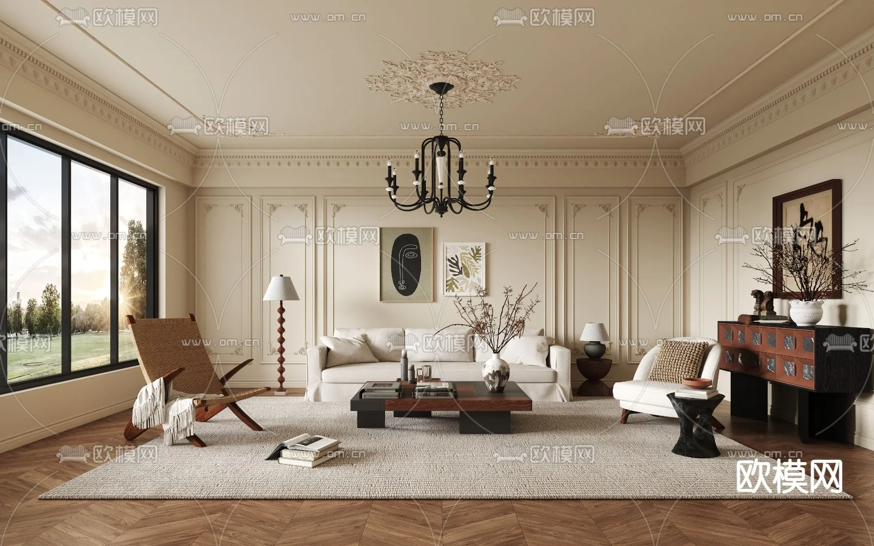 LIVING ROOM - MODERN STYLE - VRAY / CORONA - 3D MODEL - 1908