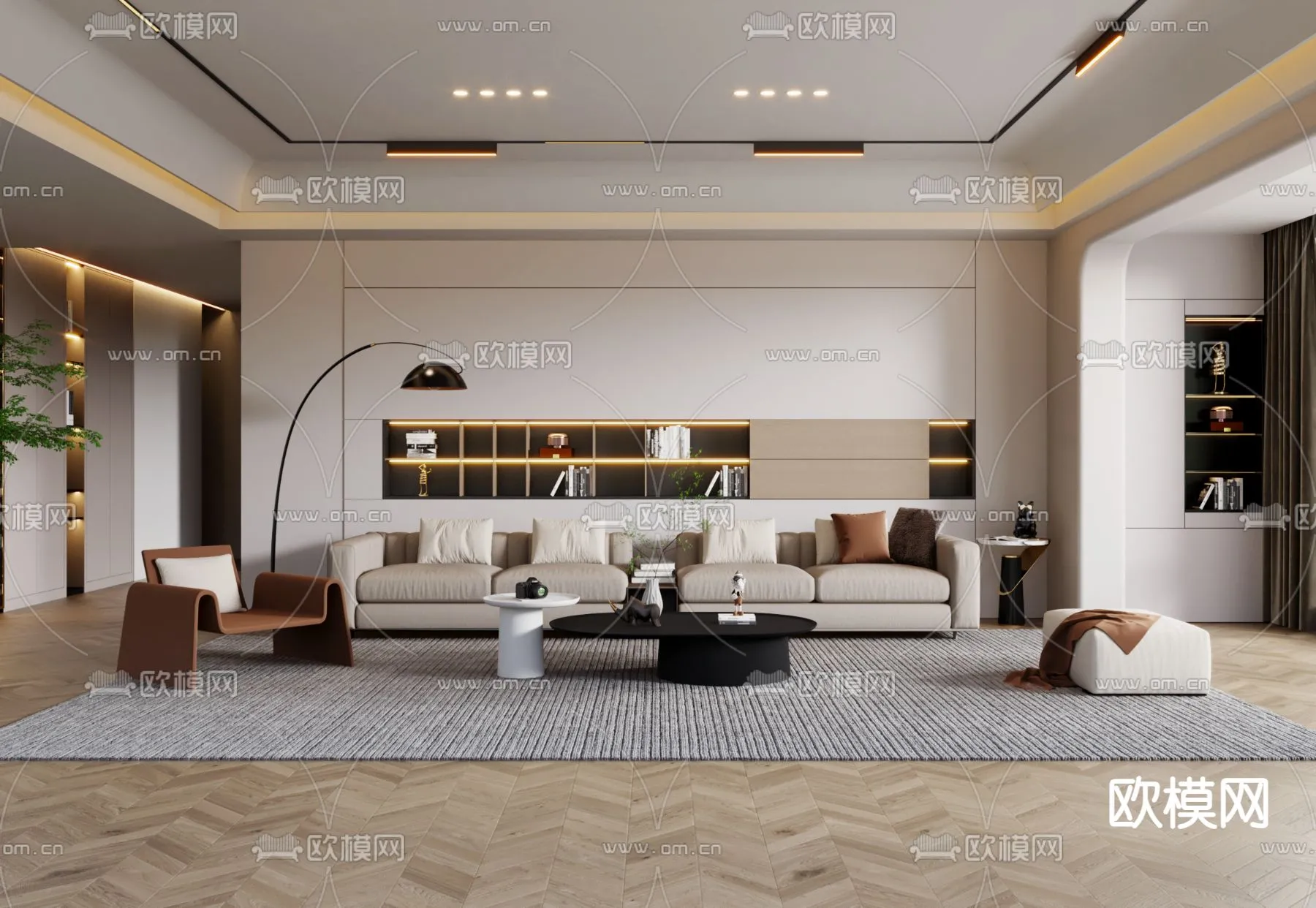 LIVING ROOM - MODERN STYLE - VRAY / CORONA - 3D MODEL - 1914