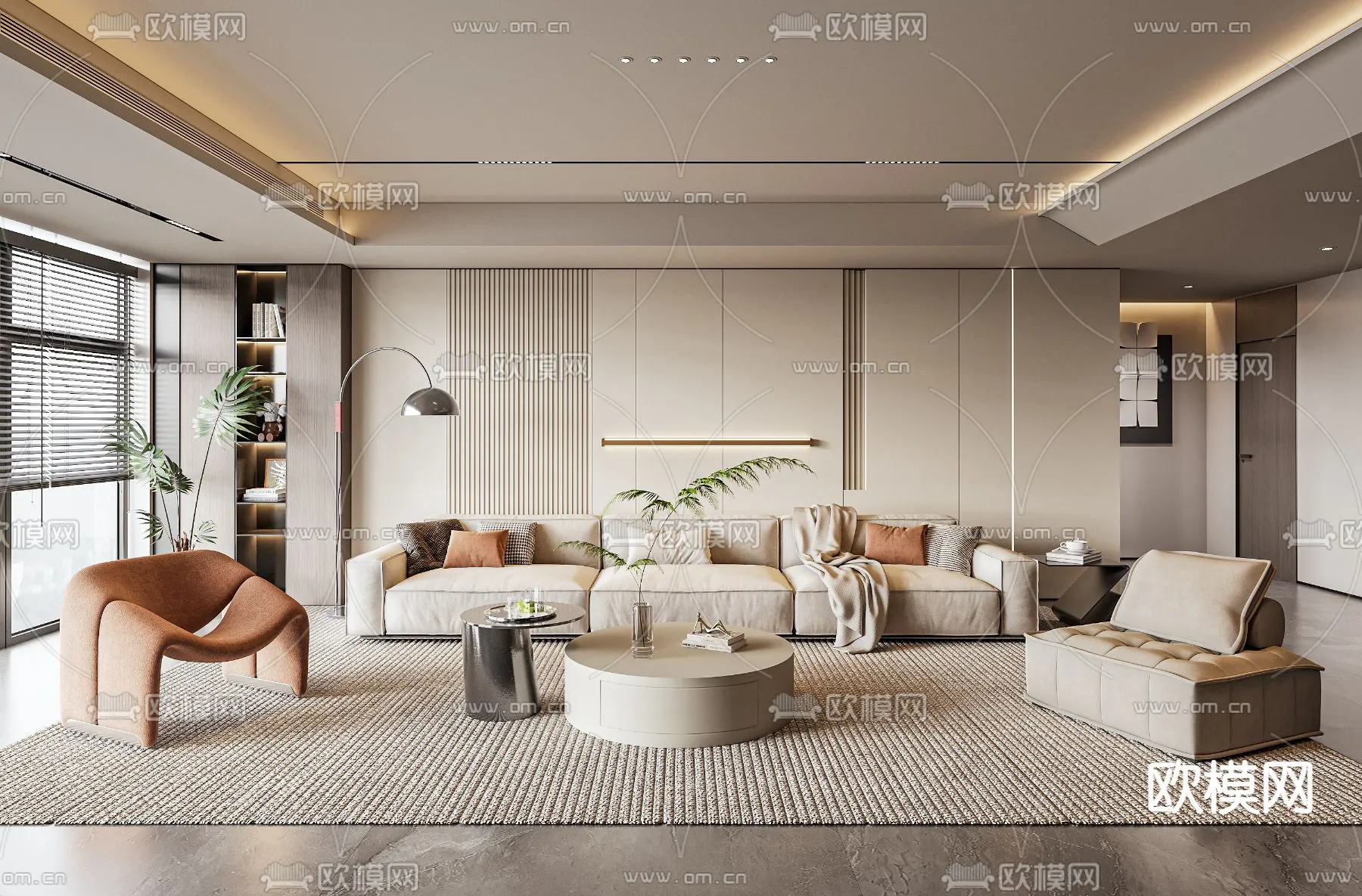 LIVING ROOM - MODERN STYLE - VRAY / CORONA - 3D MODEL - 1916