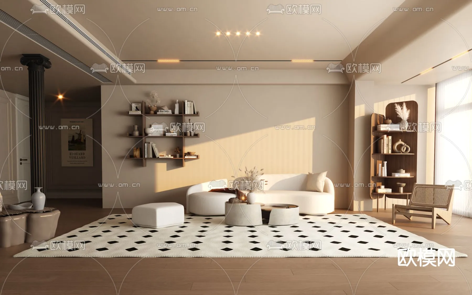 LIVING ROOM - MODERN STYLE - VRAY / CORONA - 3D MODEL - 1921