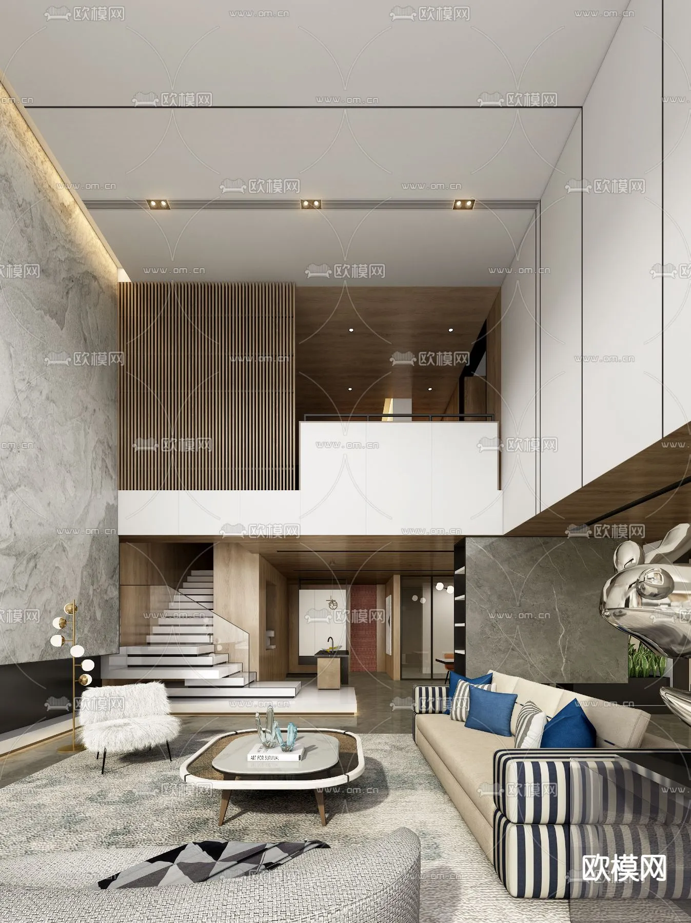 LIVING ROOM - MODERN STYLE - VRAY / CORONA - 3D MODEL - 1926