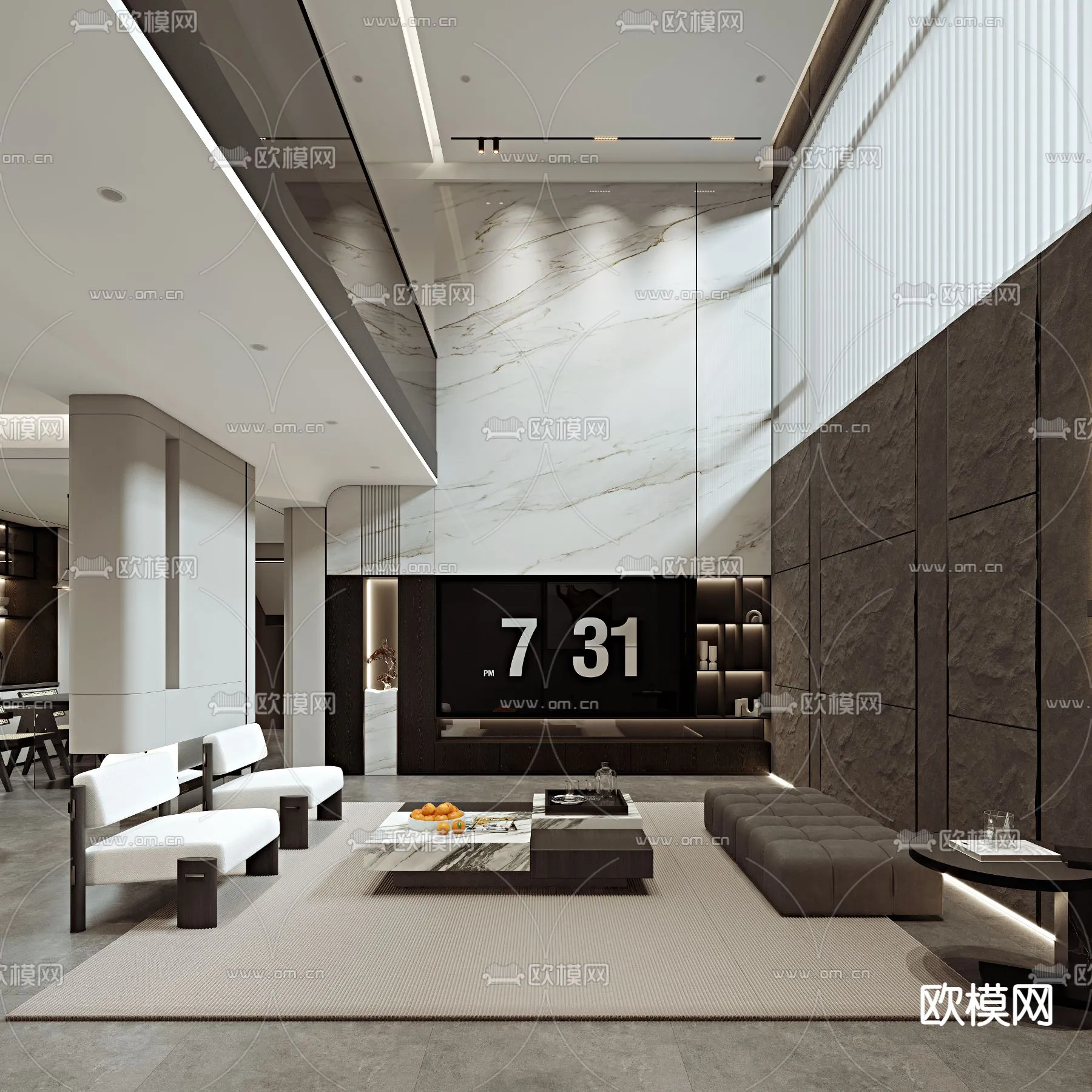 LIVING ROOM - MODERN STYLE - VRAY / CORONA - 3D MODEL - 1944