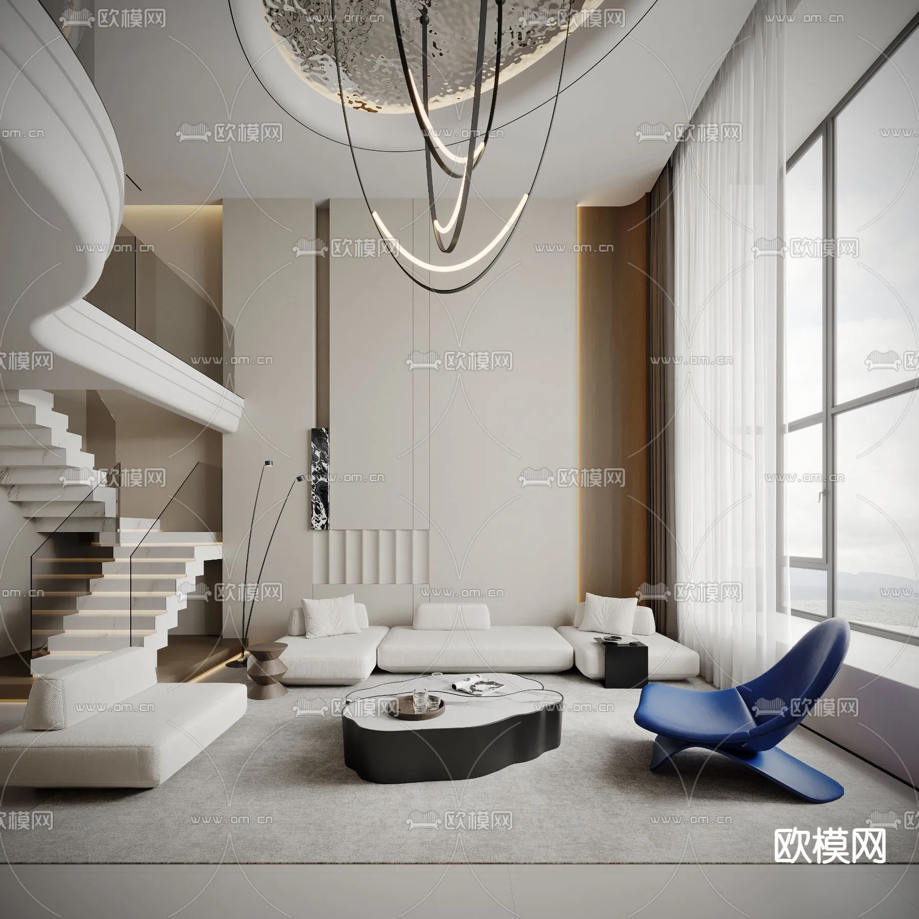 LIVING ROOM - MODERN STYLE - VRAY / CORONA - 3D MODEL - 1945