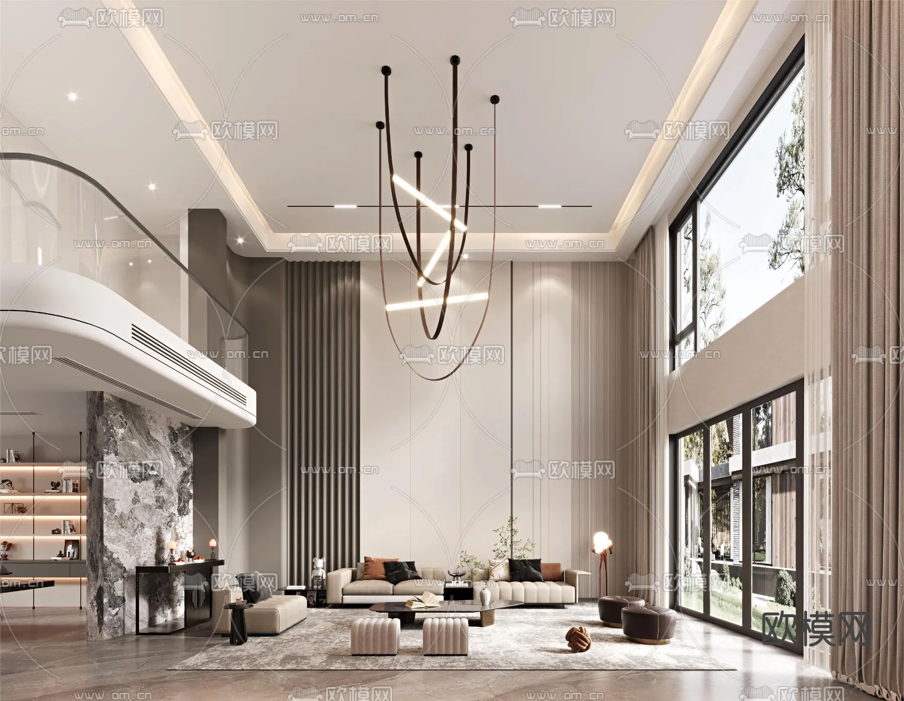 LIVING ROOM - MODERN STYLE - VRAY / CORONA - 3D MODEL - 1955