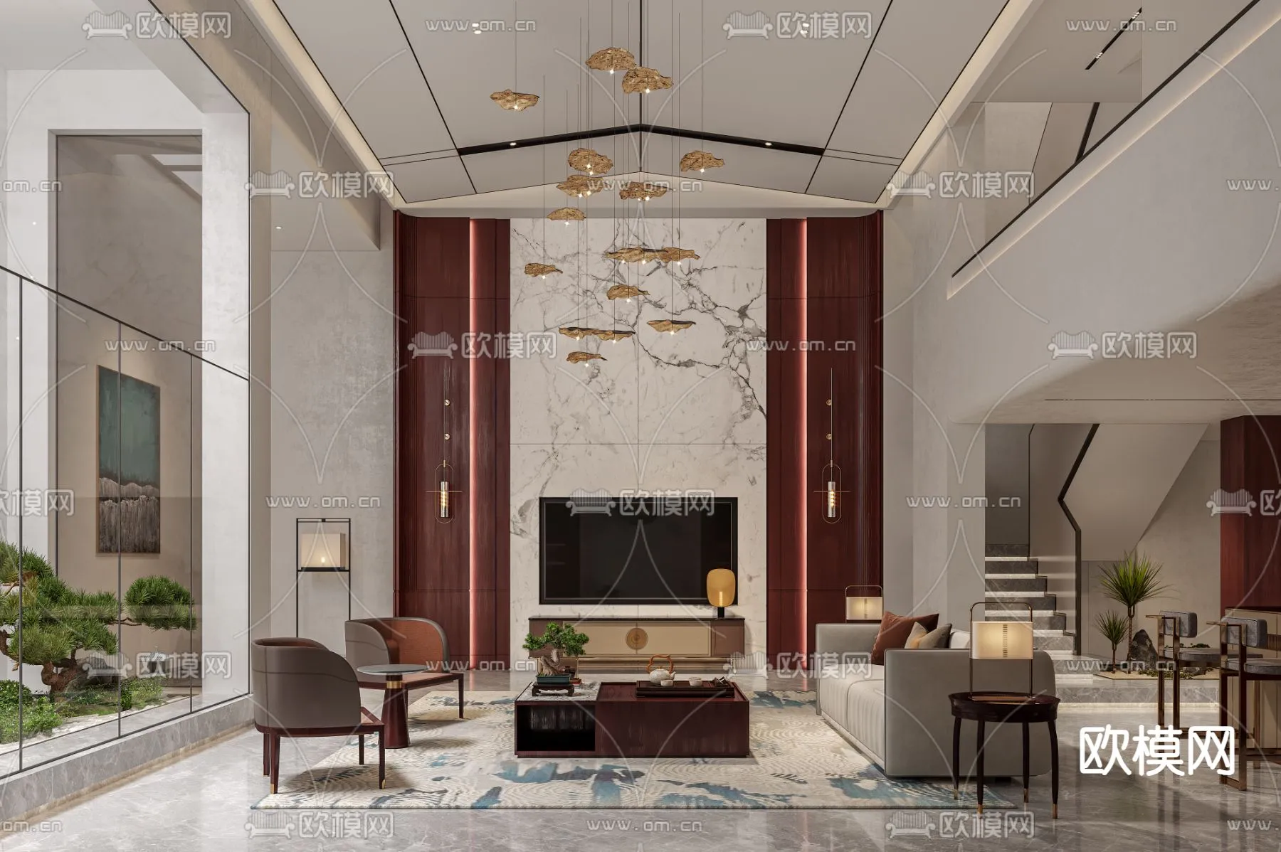 LIVING ROOM - MODERN STYLE - VRAY / CORONA - 3D MODEL - 1956