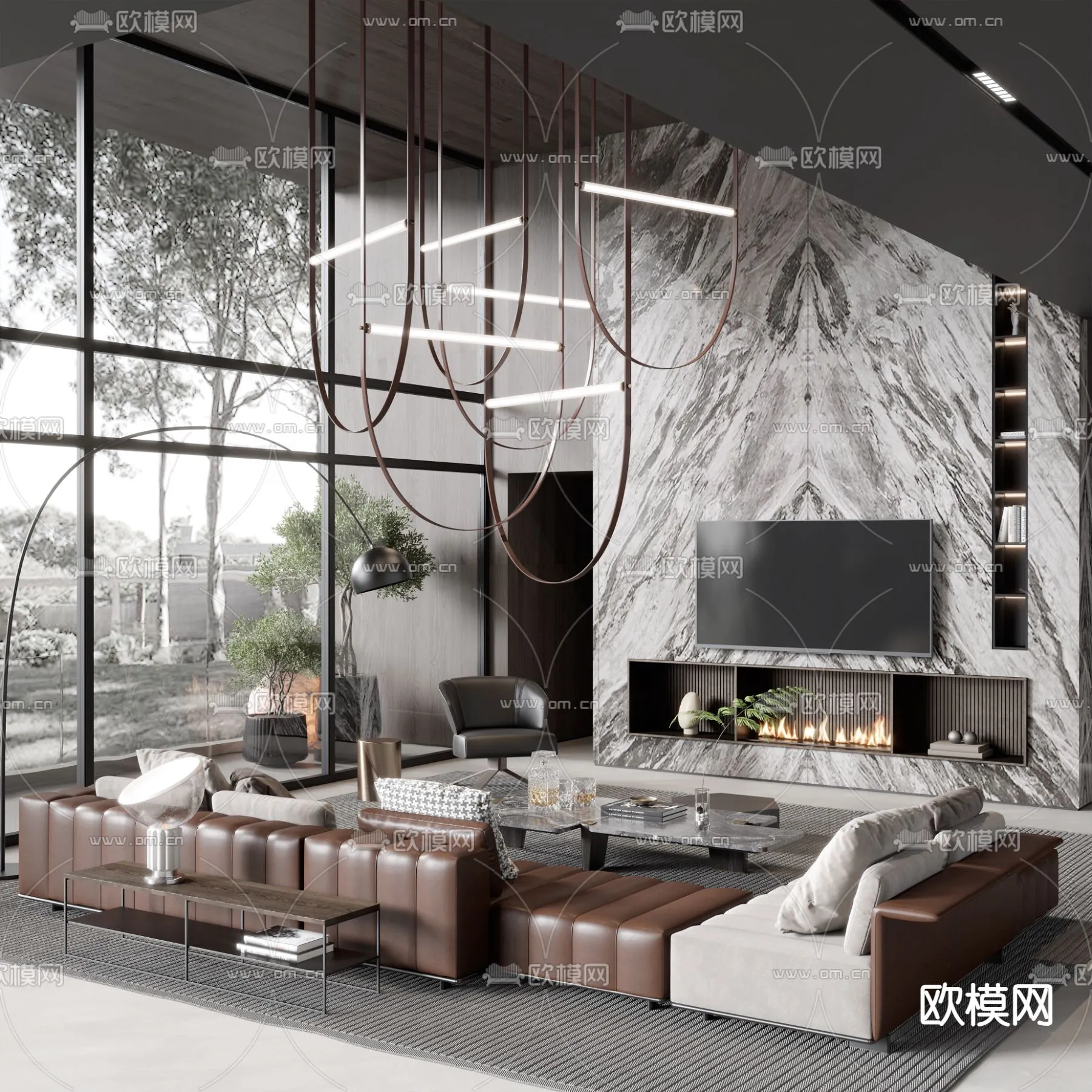 LIVING ROOM - MODERN STYLE - VRAY / CORONA - 3D MODEL - 1965