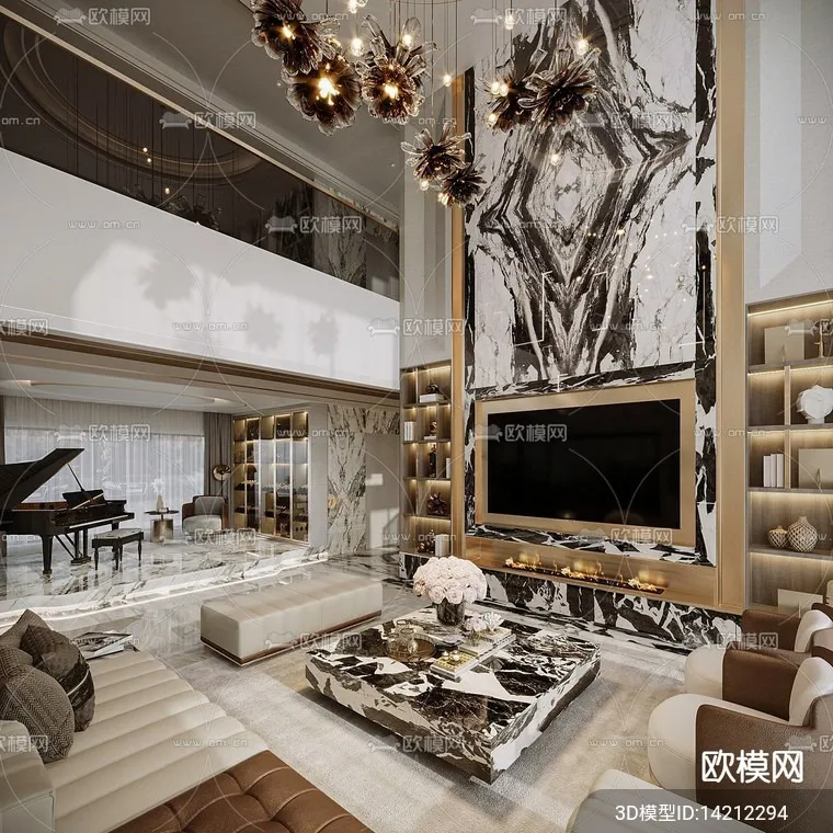 LIVING ROOM - MODERN STYLE - VRAY / CORONA - 3D MODEL - 1966