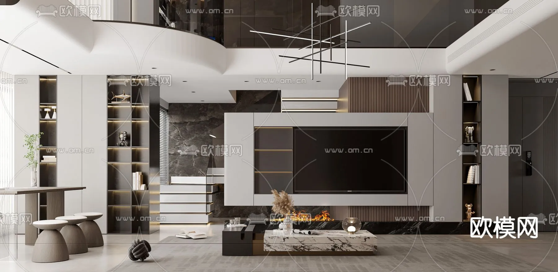 LIVING ROOM - MODERN STYLE - VRAY / CORONA - 3D MODEL - 1976