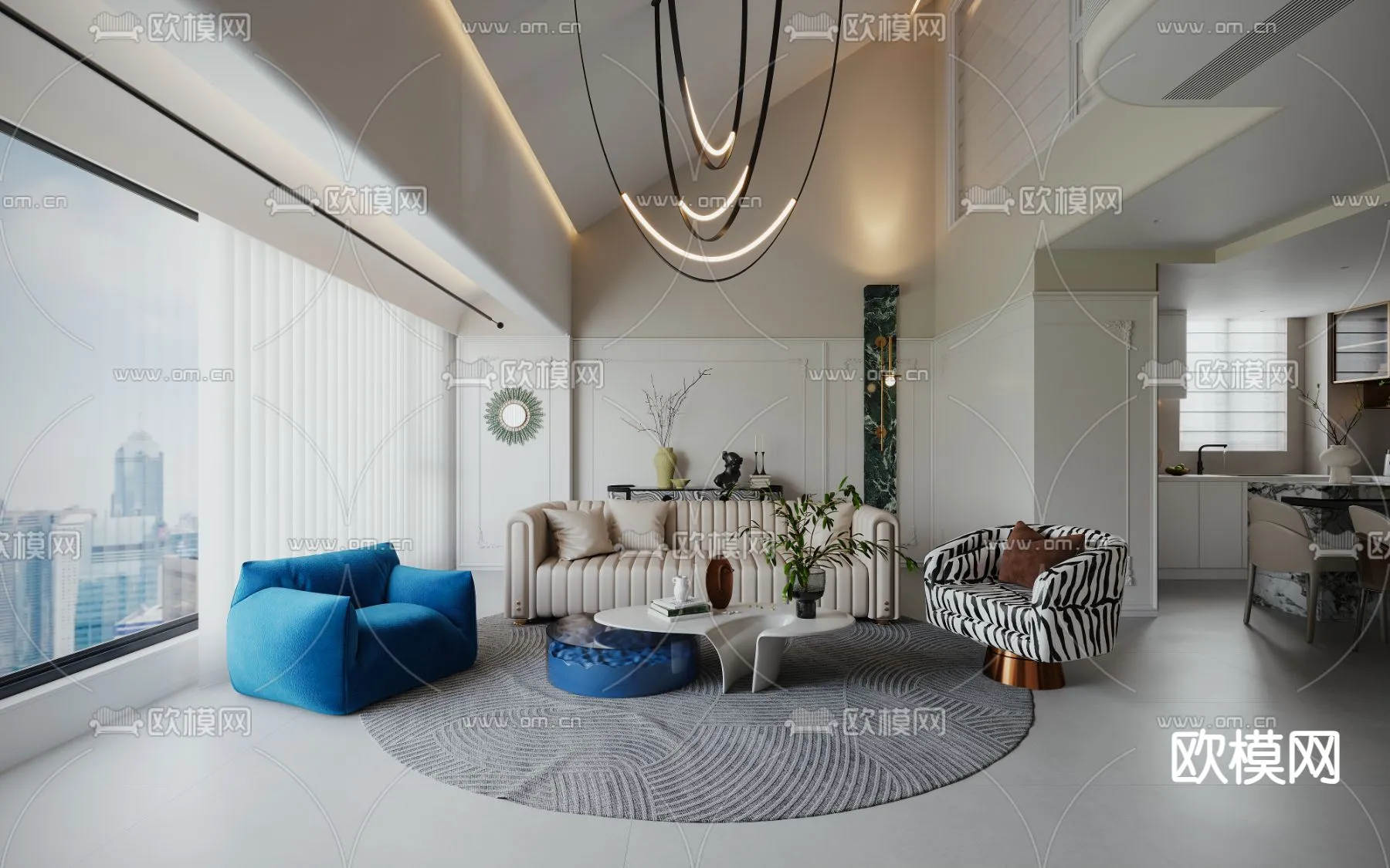 LIVING ROOM - MODERN STYLE - VRAY / CORONA - 3D MODEL - 1980