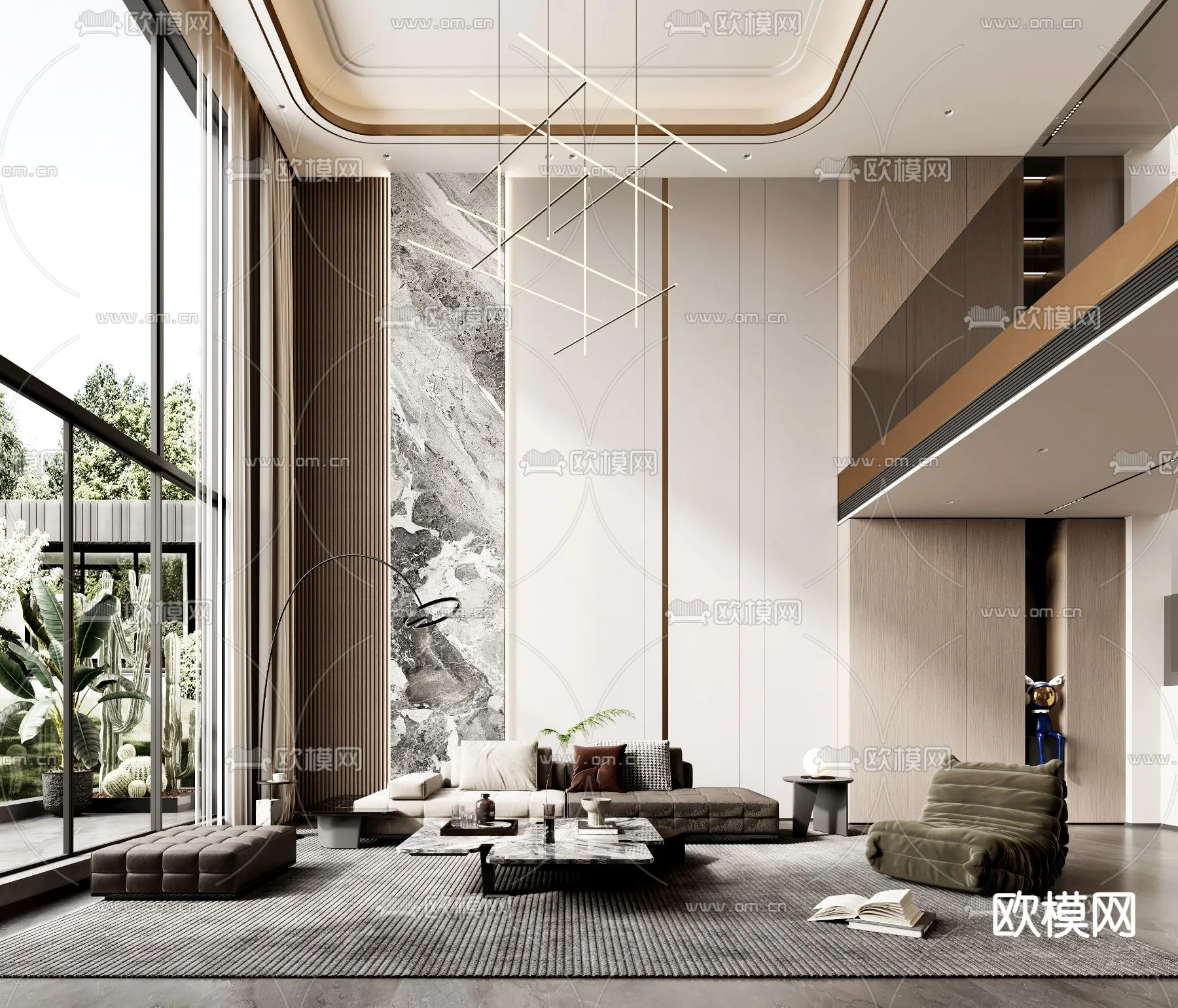 LIVING ROOM - MODERN STYLE - VRAY / CORONA - 3D MODEL - 1984