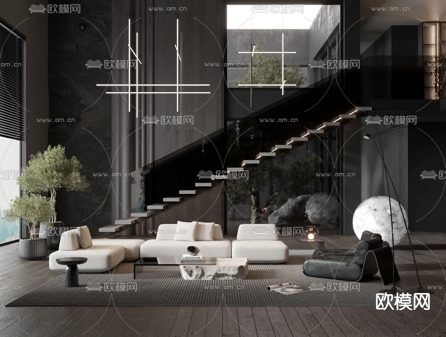 LIVING ROOM - MODERN STYLE - VRAY / CORONA - 3D MODEL - 1996