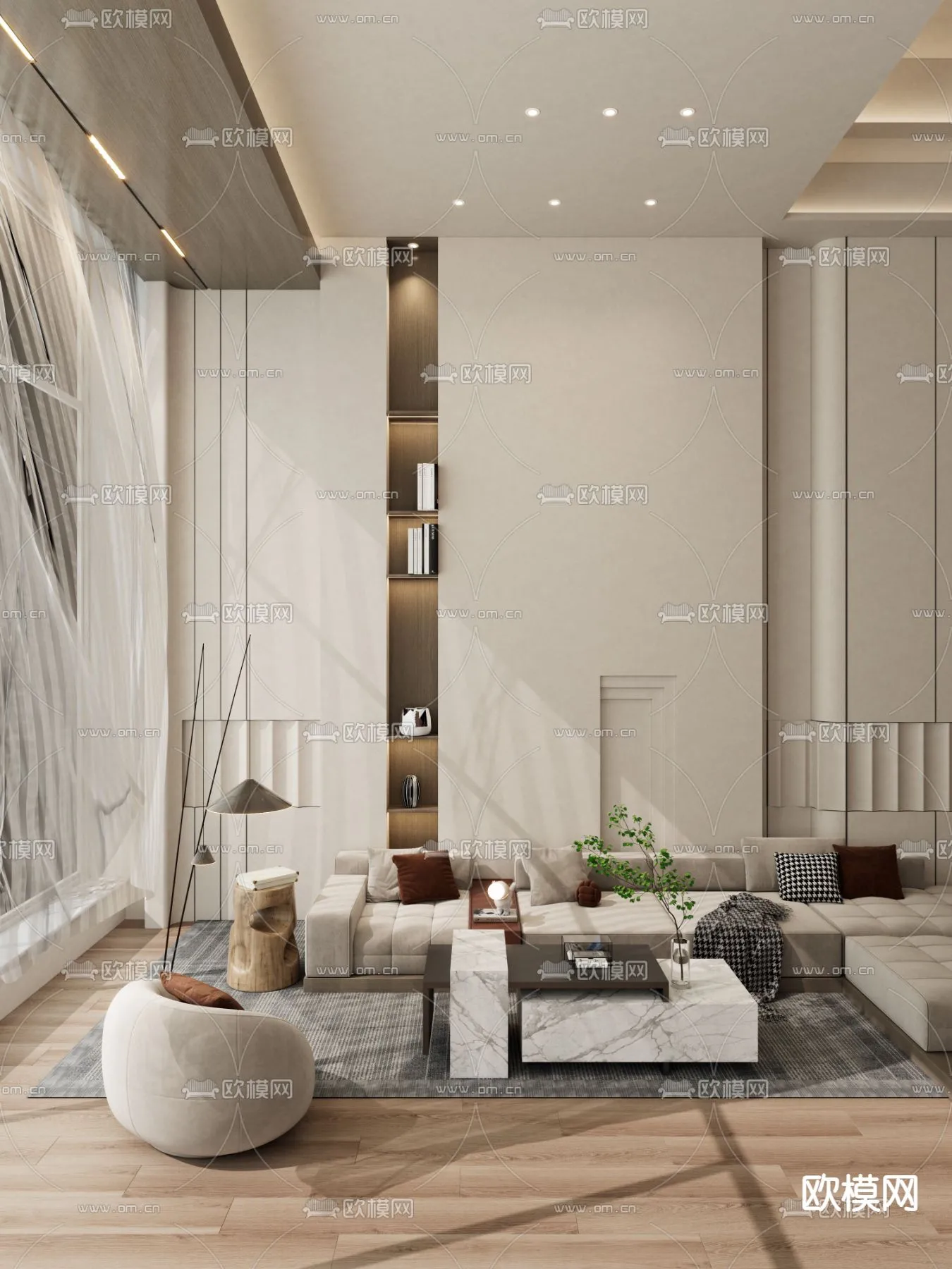 LIVING ROOM - MODERN STYLE - VRAY / CORONA - 3D MODEL - 2004