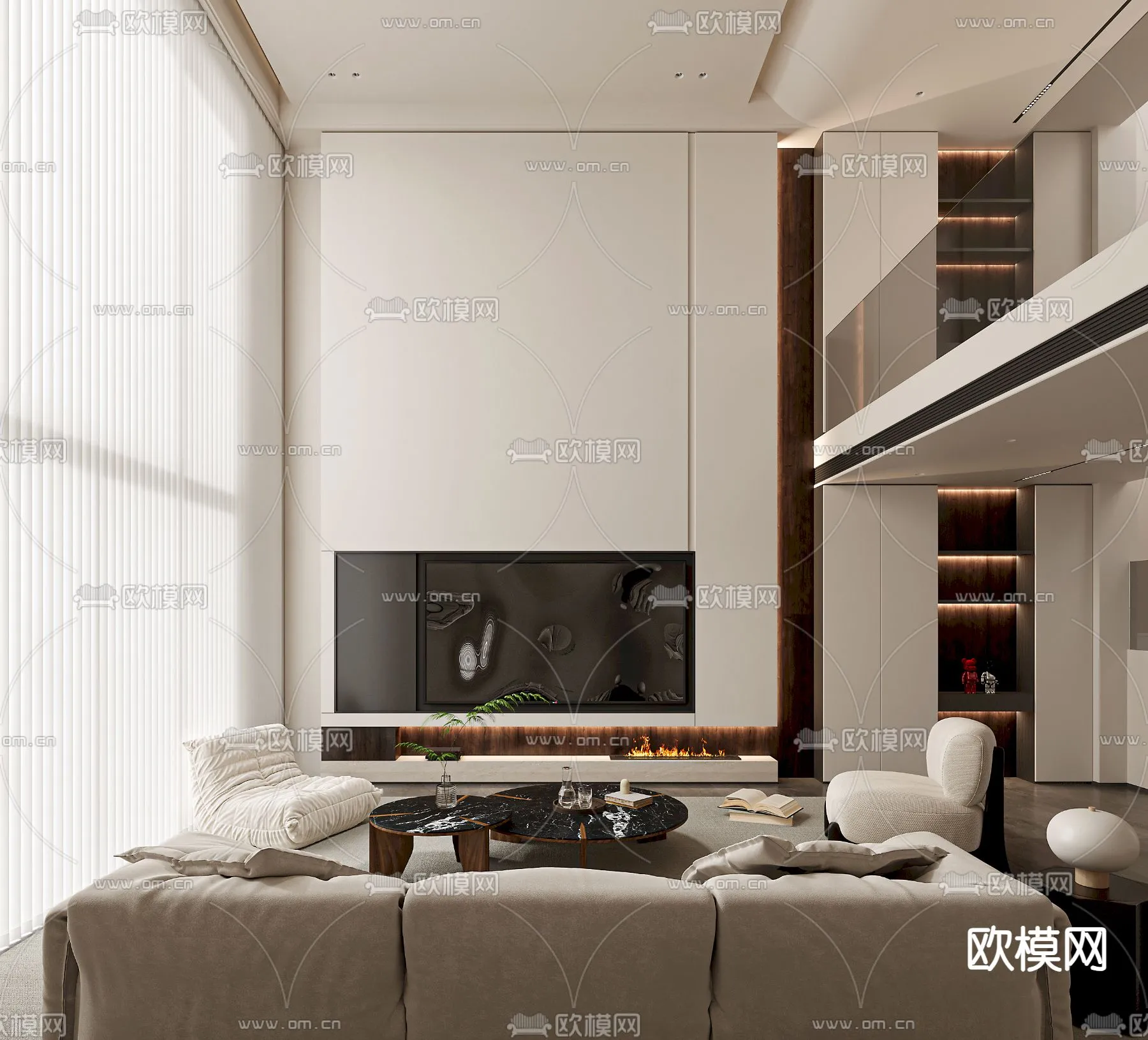 LIVING ROOM - MODERN STYLE - VRAY / CORONA - 3D MODEL - 2008