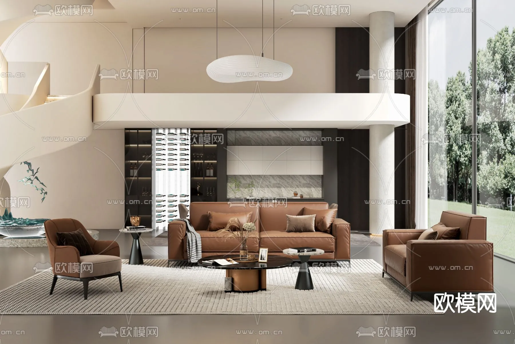 LIVING ROOM - MODERN STYLE - VRAY / CORONA - 3D MODEL - 2025