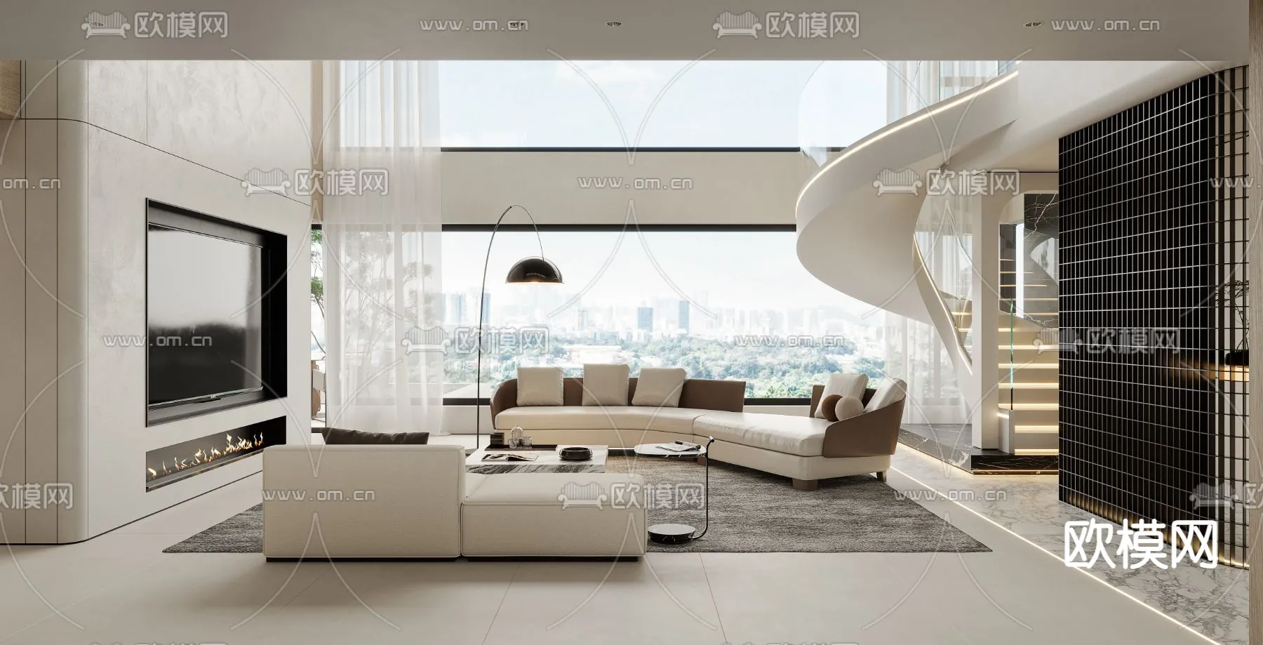 LIVING ROOM - MODERN STYLE - VRAY / CORONA - 3D MODEL - 2031