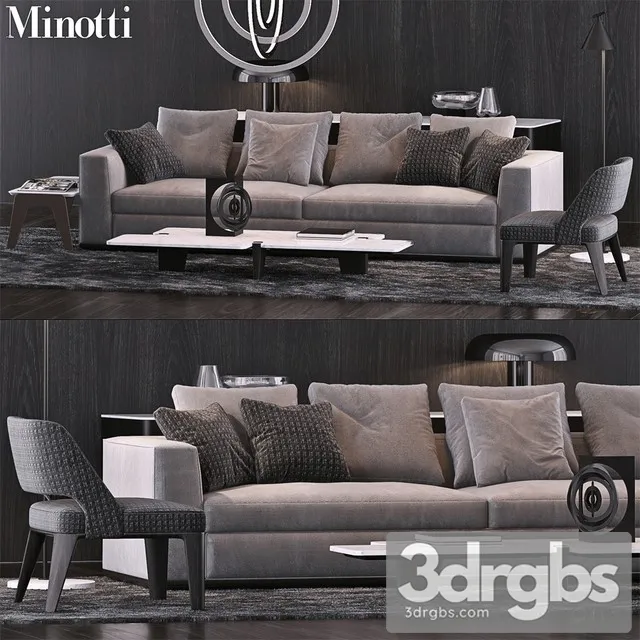 Living Room Set By Minotti 3D Model Free
