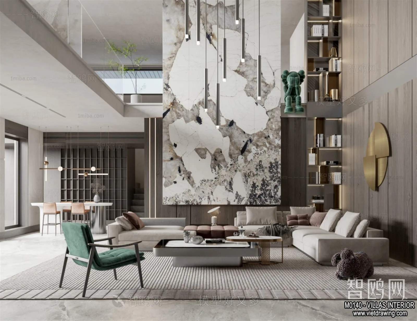 Living Room - Villas 3D Interior Scene - 3D Models - 001