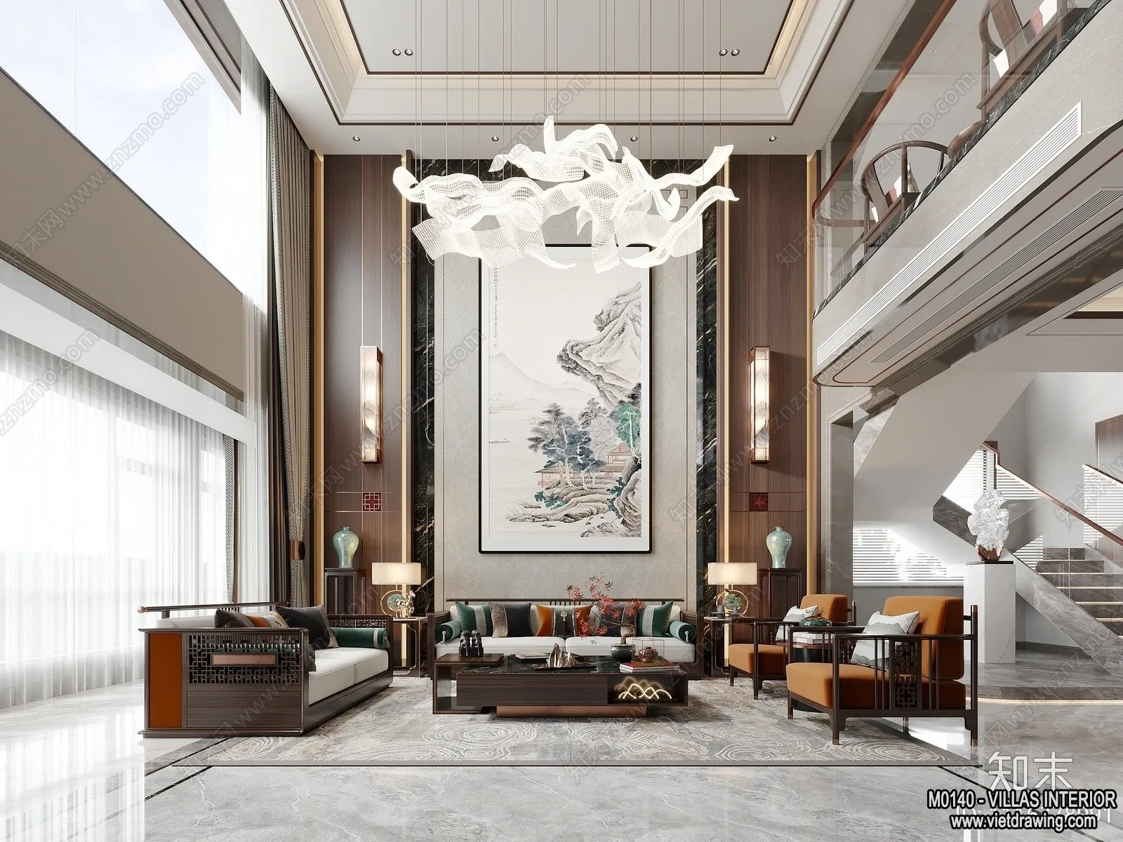 Living Room - Villas 3D Interior Scene - 3D Models - 004