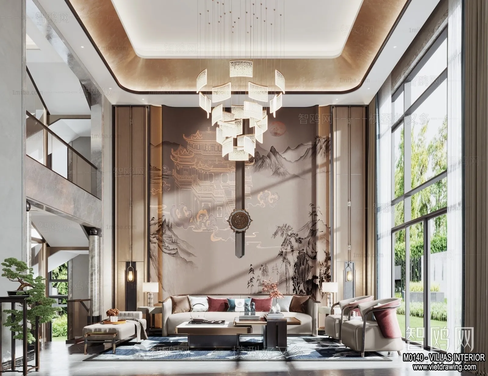 Living Room - Villas 3D Interior Scene - 3D Models - 005