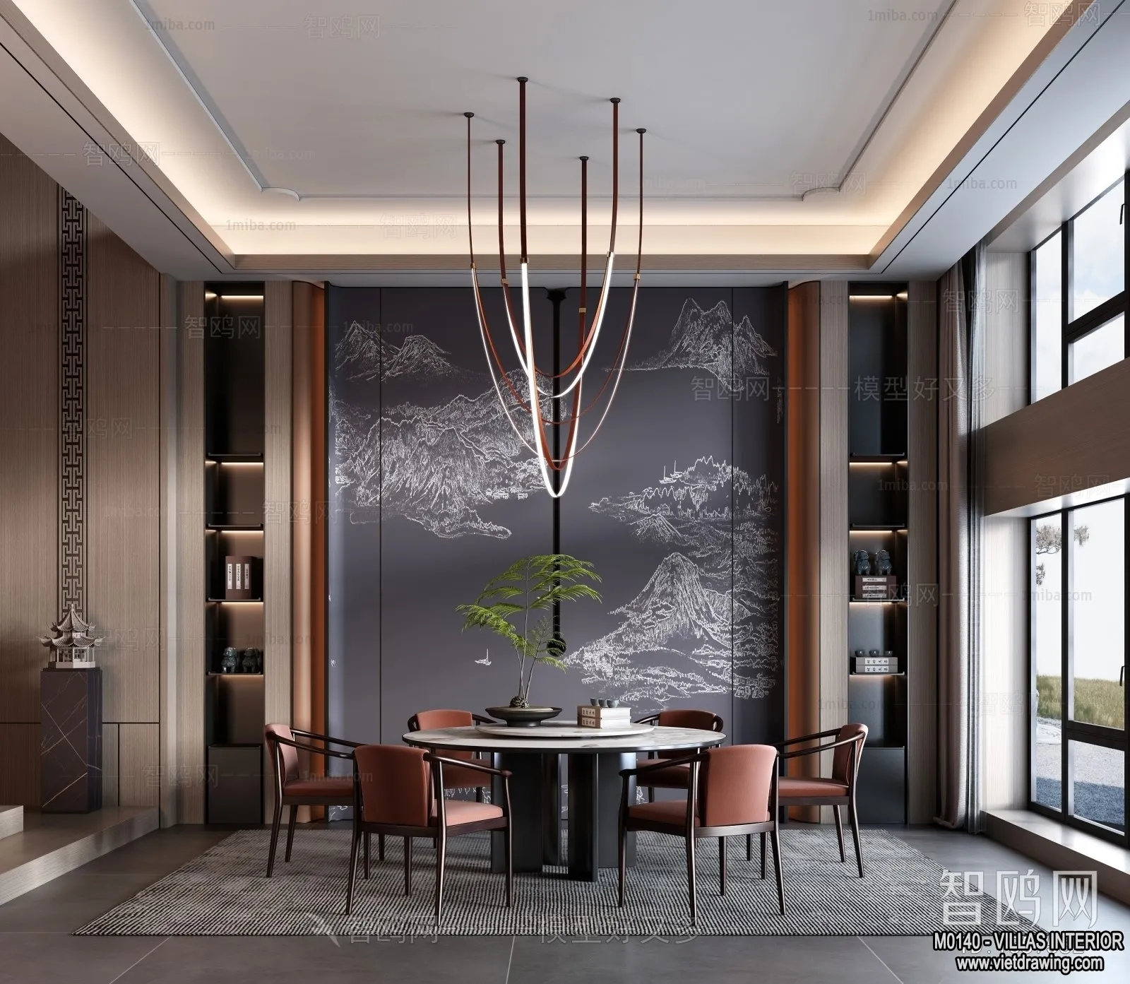 Living Room - Villas 3D Interior Scene - 3D Models - 008