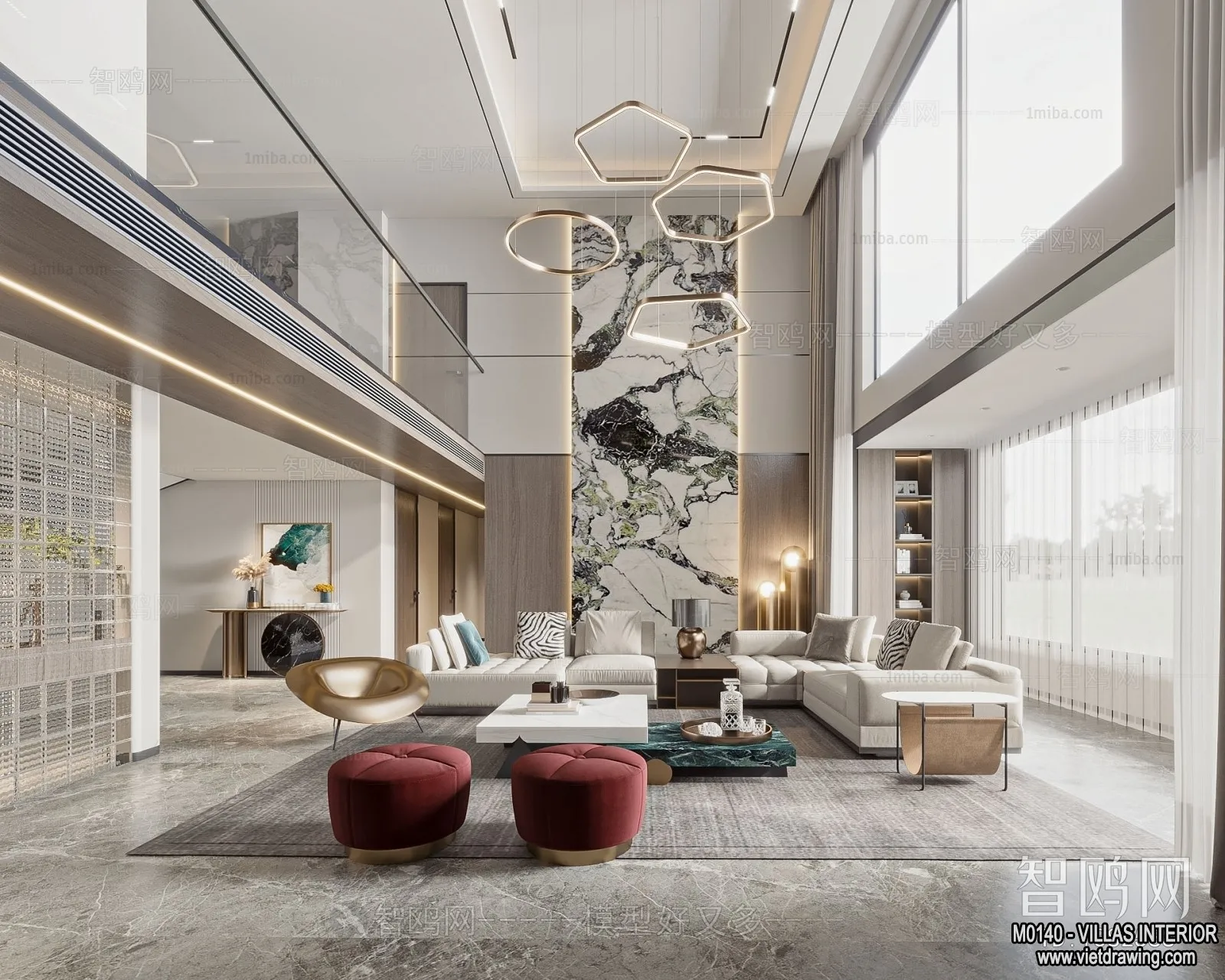 Living Room - Villas 3D Interior Scene - 3D Models - 012