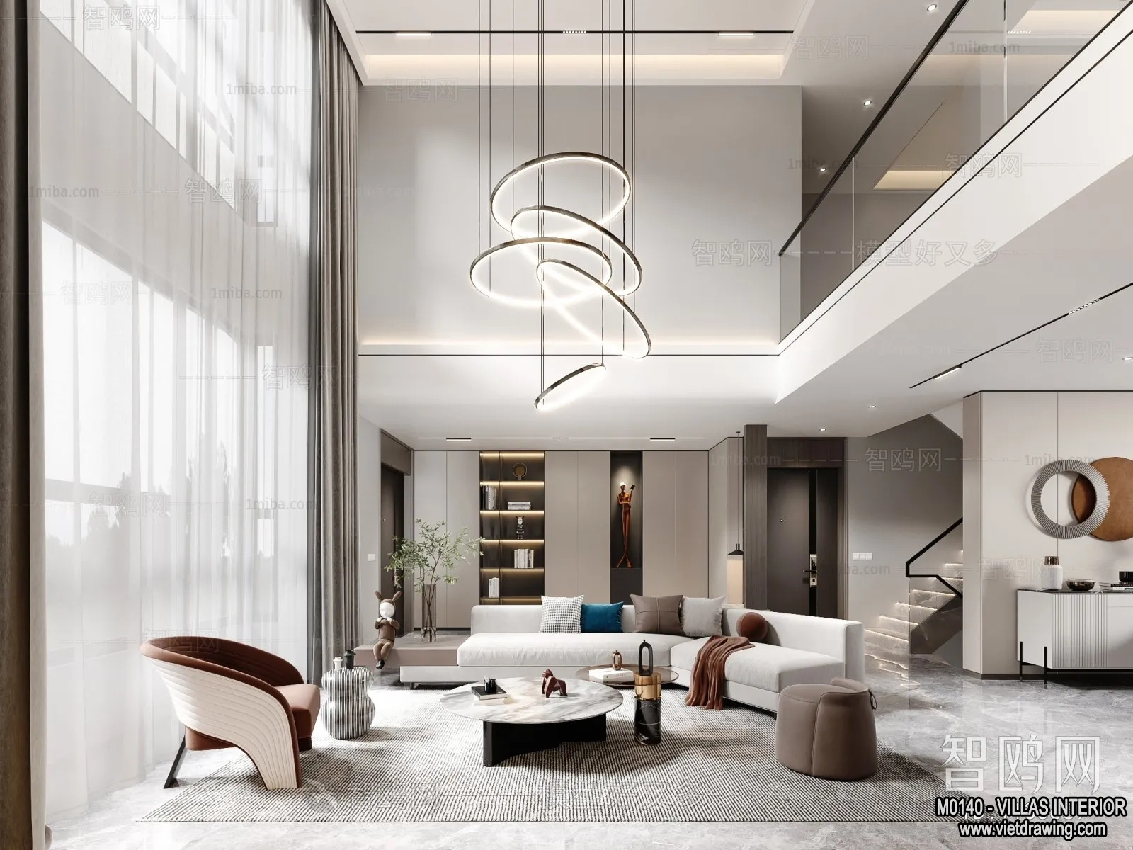 Living Room - Villas 3D Interior Scene - 3D Models - 013