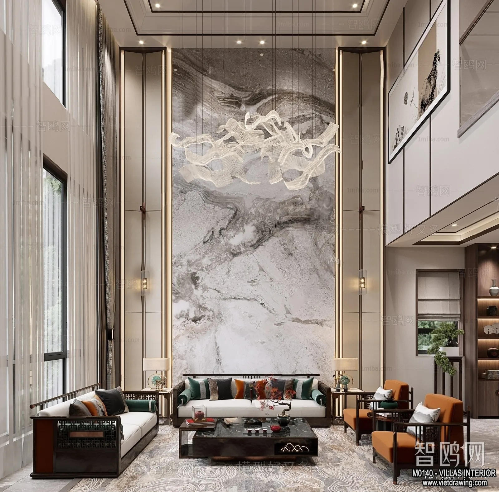 Living Room - Villas 3D Interior Scene - 3D Models - 014