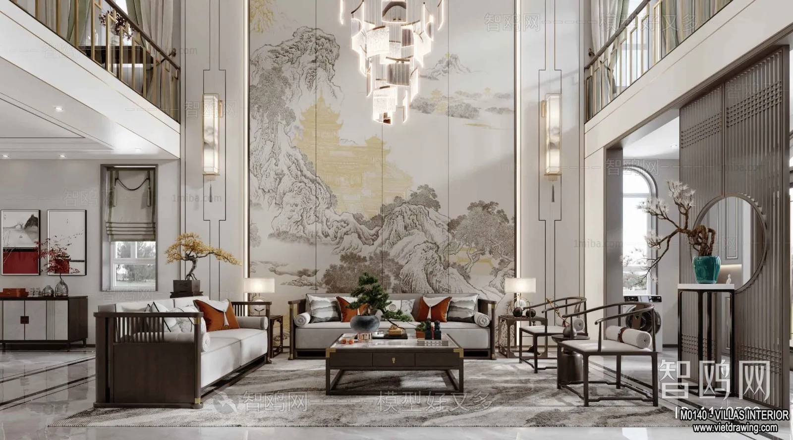 Living Room - Villas 3D Interior Scene - 3D Models - 015