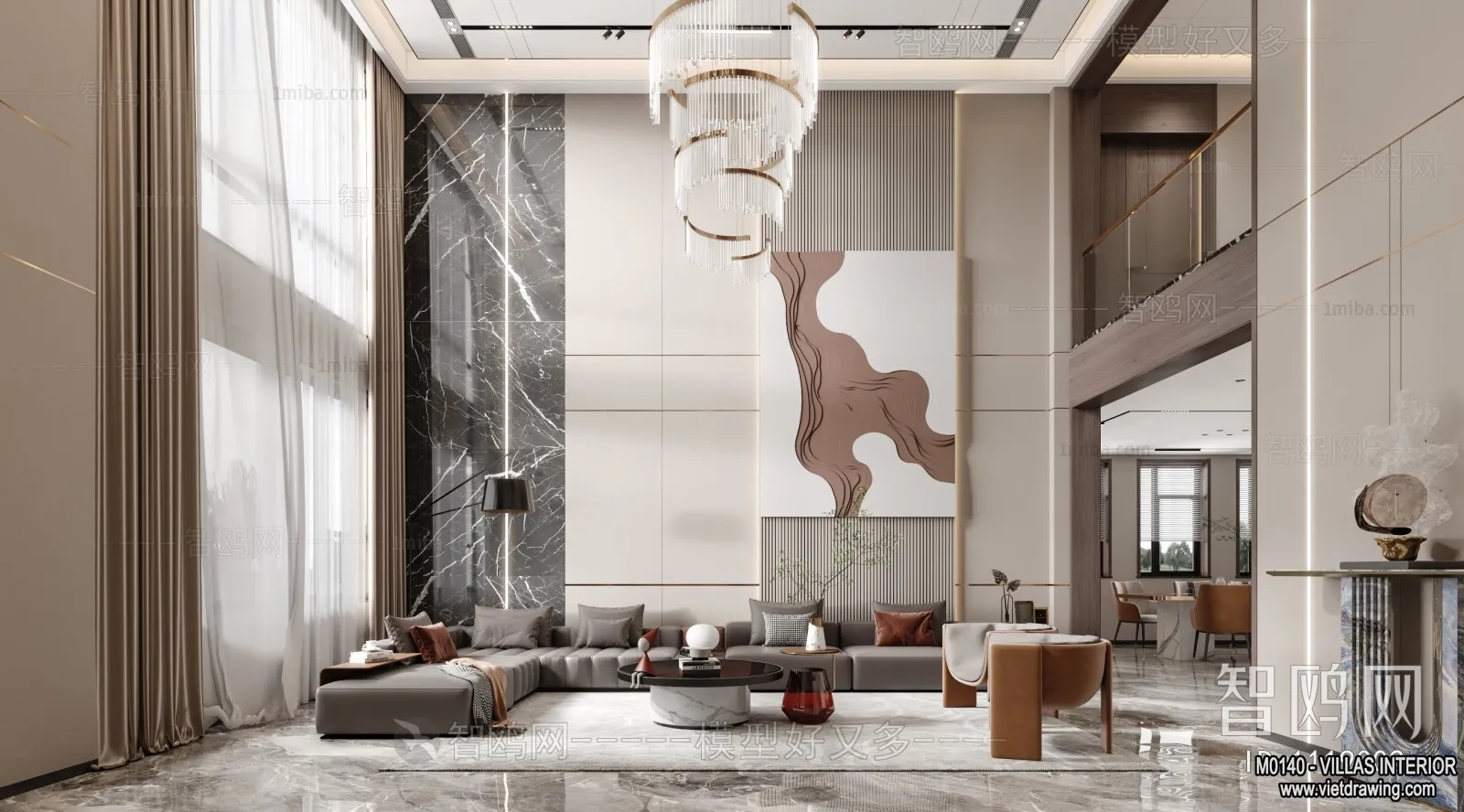 Living Room - Villas 3D Interior Scene - 3D Models - 017