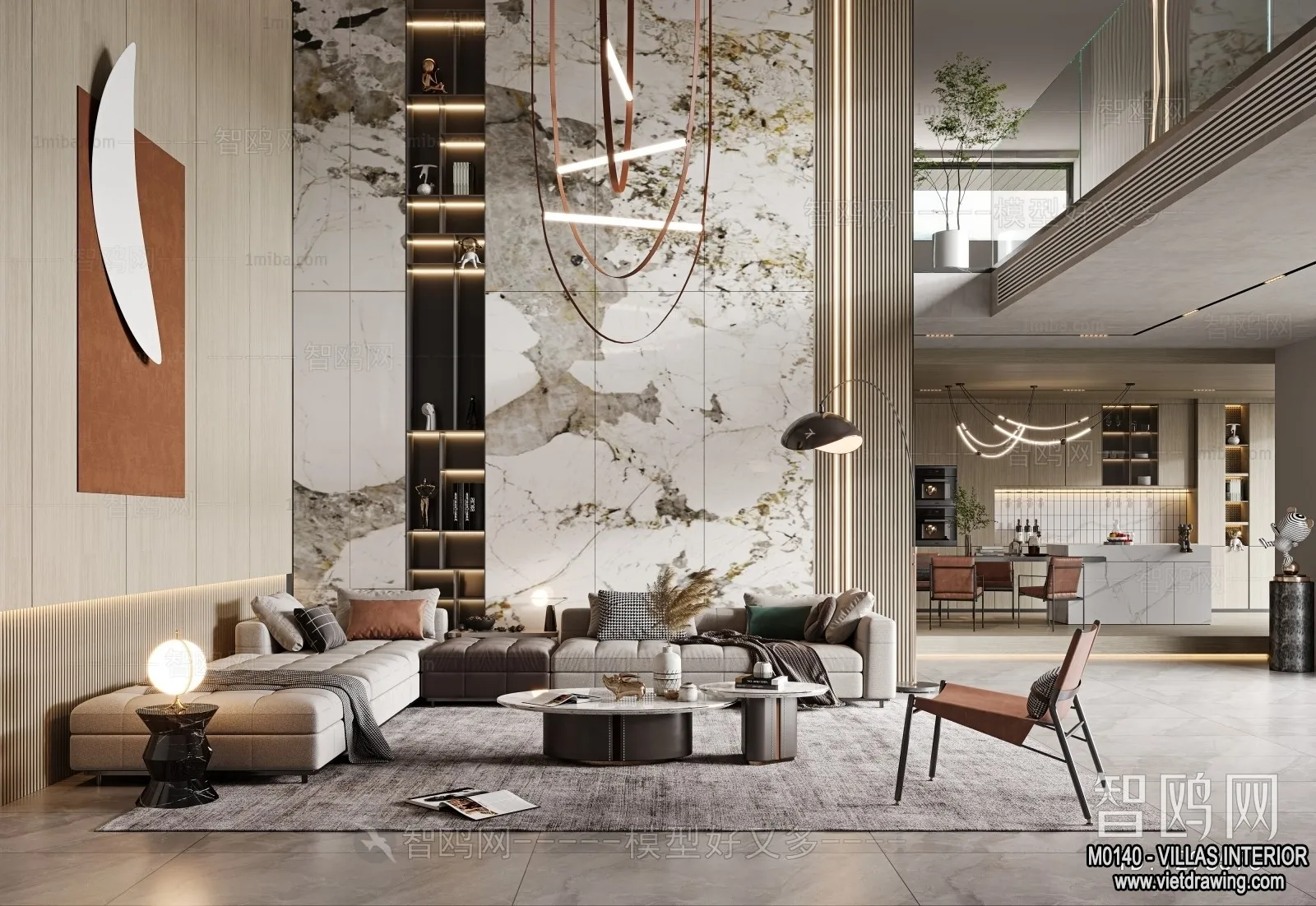 Living Room - Villas 3D Interior Scene - 3D Models - 019