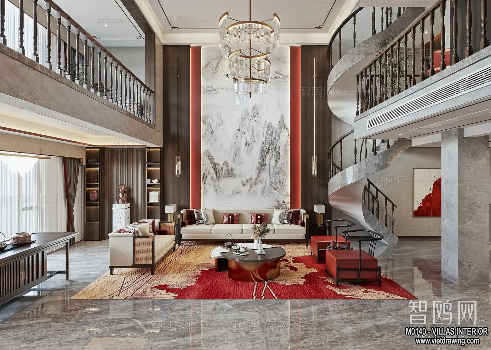 Living Room - Villas 3D Interior Scene - 3D Models - 020