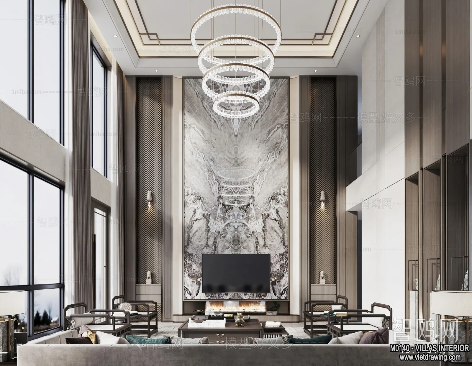 Living Room - Villas 3D Interior Scene - 3D Models - 022