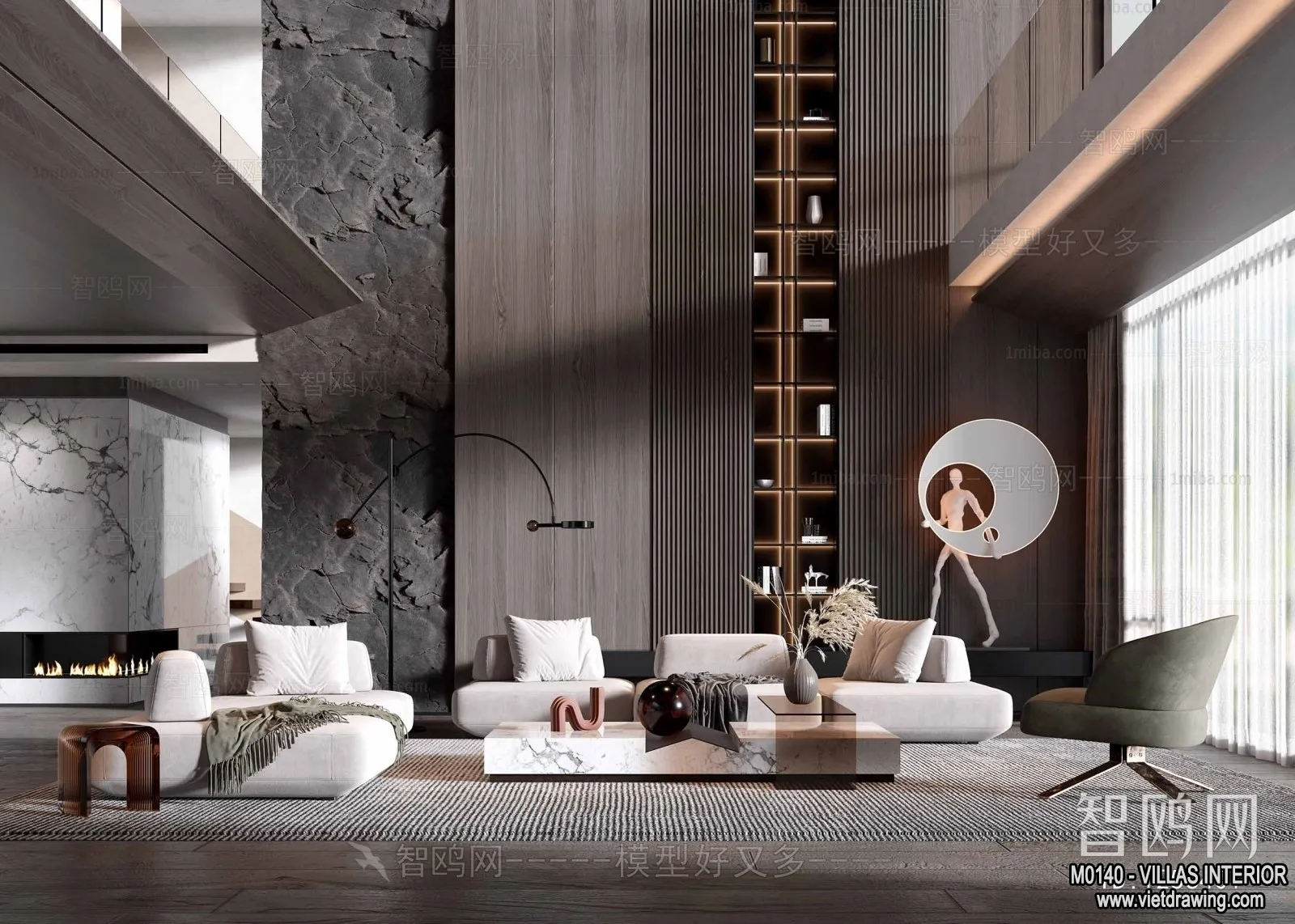 Living Room - Villas 3D Interior Scene - 3D Models - 024