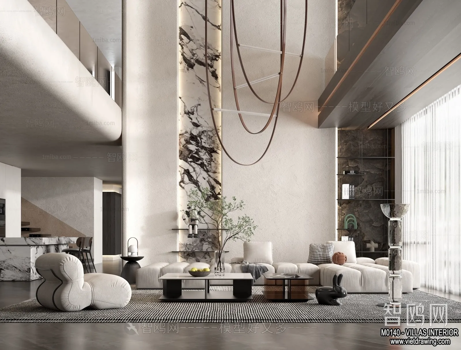 Living Room - Villas 3D Interior Scene - 3D Models - 025