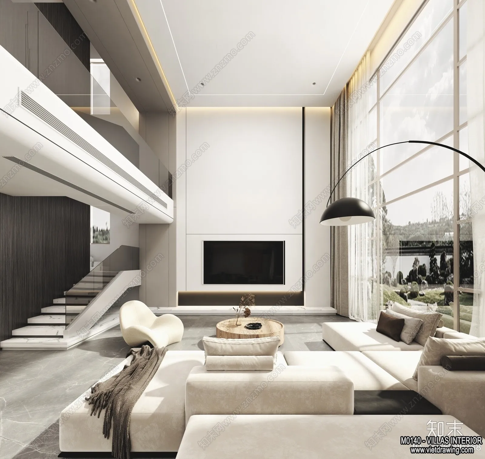 Living Room - Villas 3D Interior Scene - 3D Models - 027