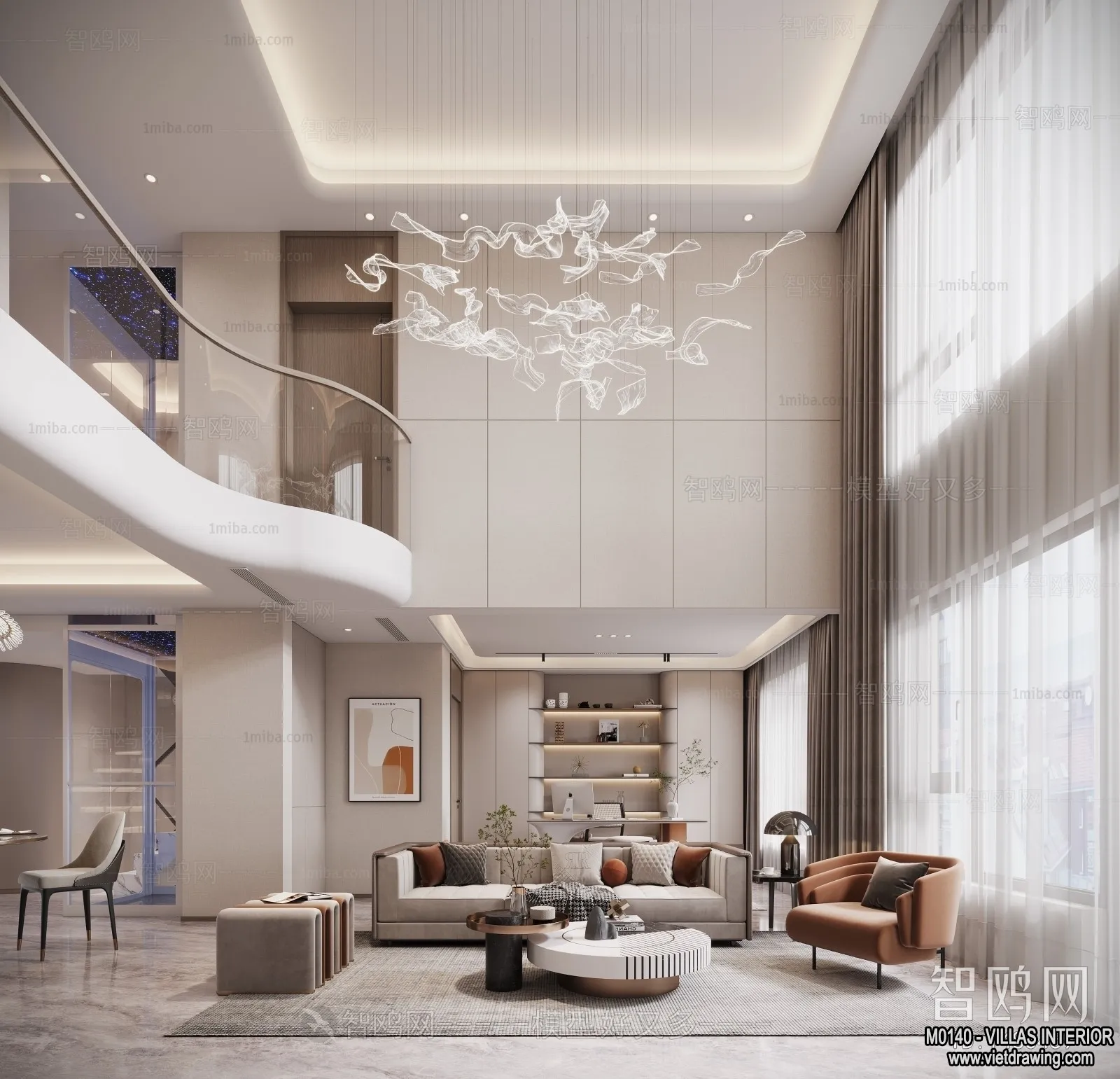 Living Room - Villas 3D Interior Scene - 3D Models - 029