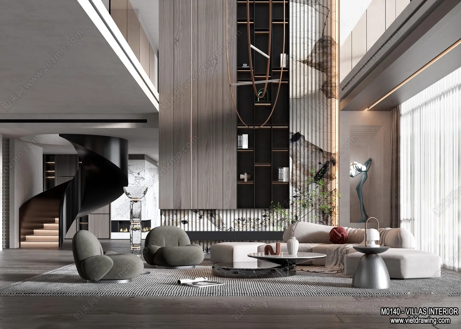 Living Room - Villas 3D Interior Scene - 3D Models - 035