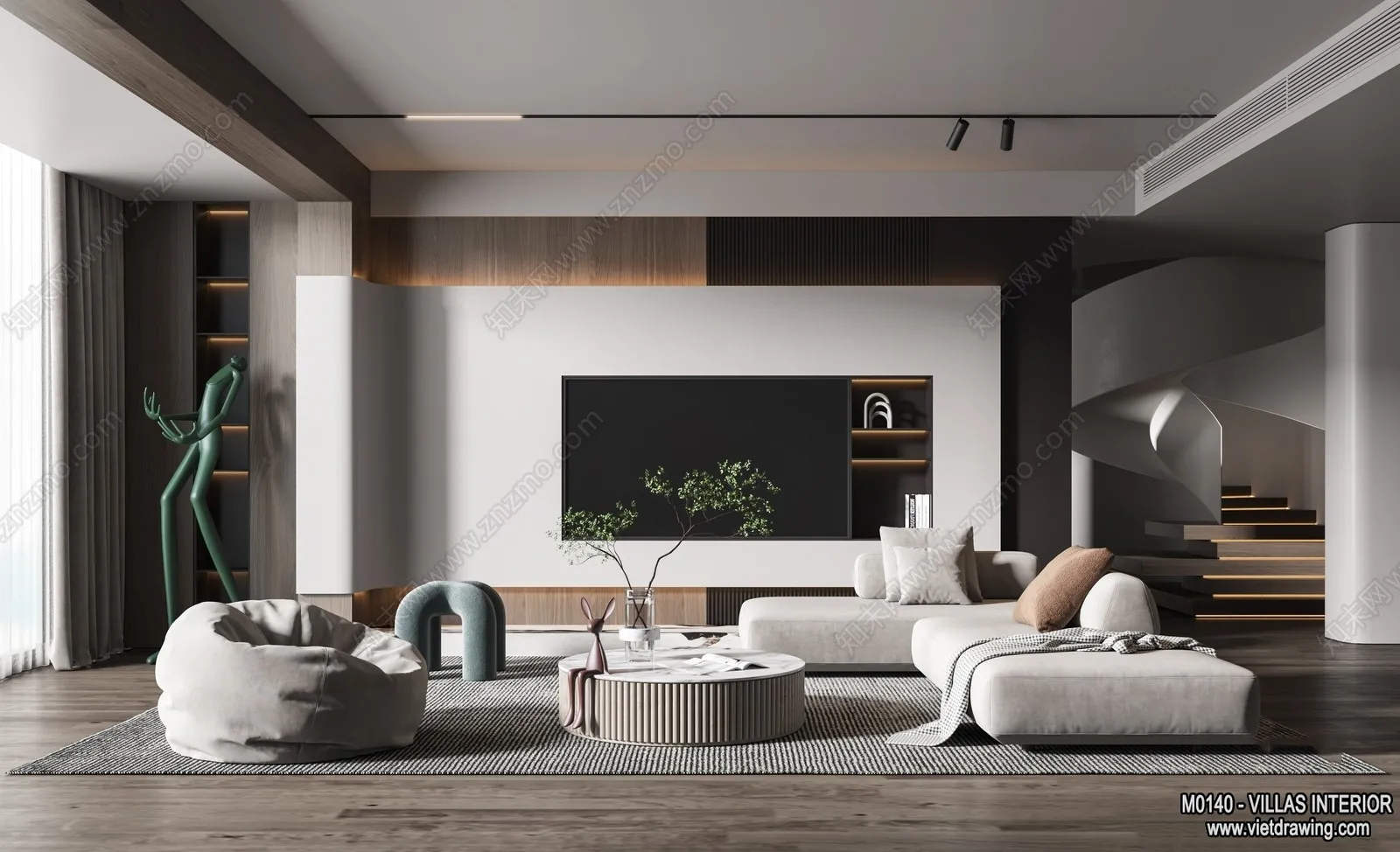 Living Room - Villas 3D Interior Scene - 3D Models - 037