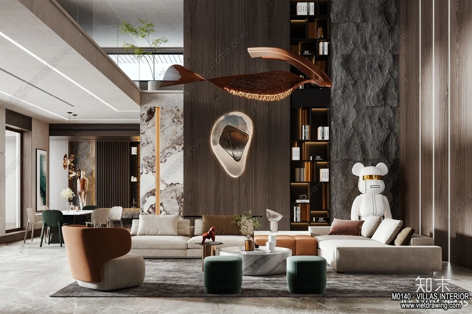 Living Room - Villas 3D Interior Scene - 3D Models - 040