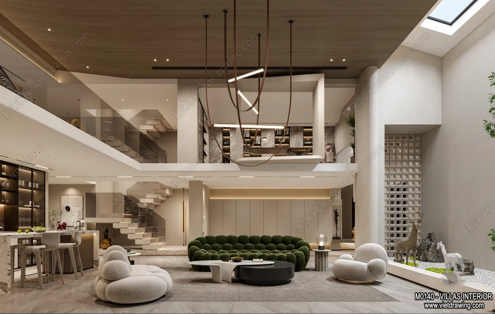 Living Room - Villas 3D Interior Scene - 3D Models - 041