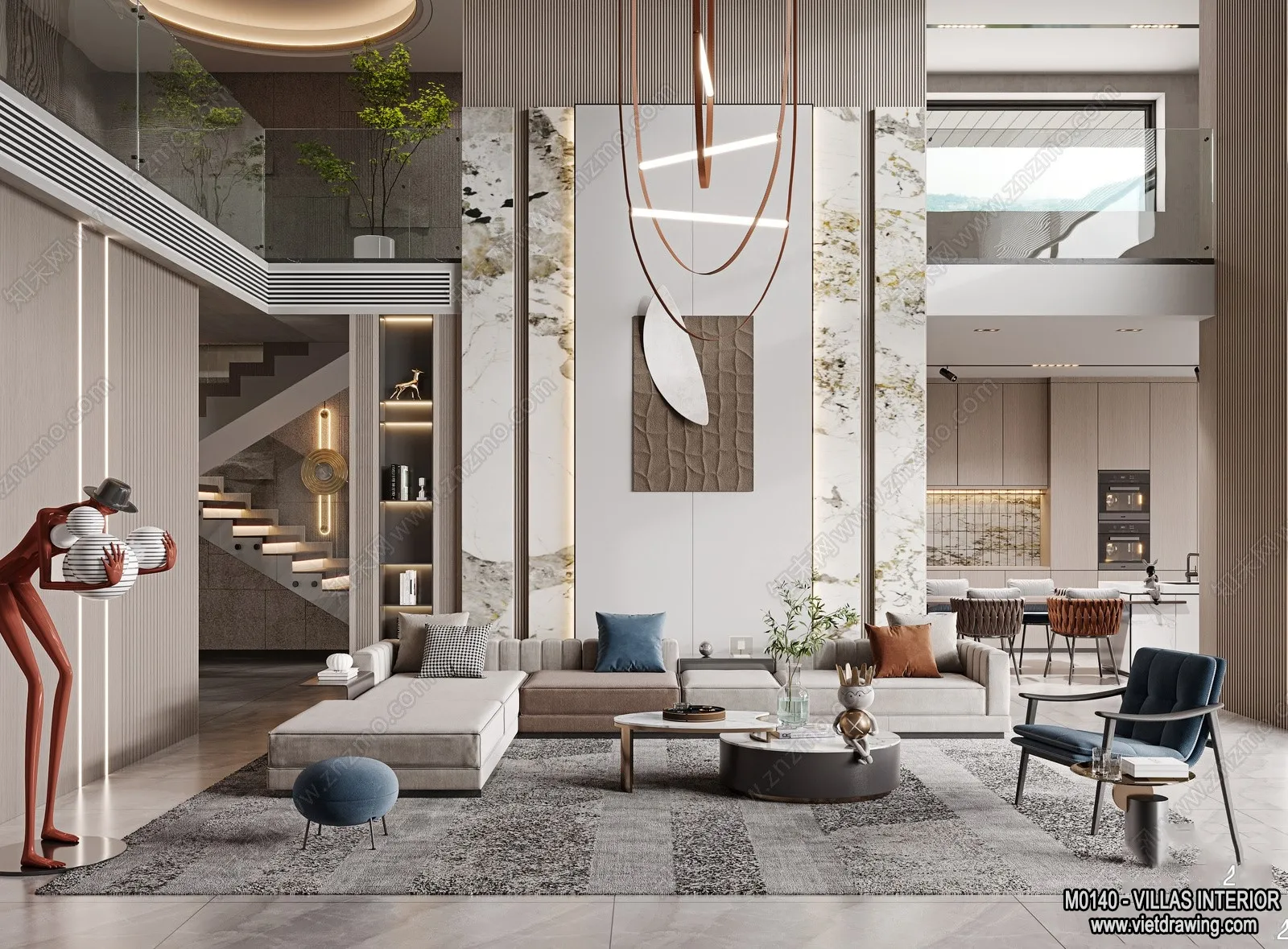 Living Room - Villas 3D Interior Scene - 3D Models - 042