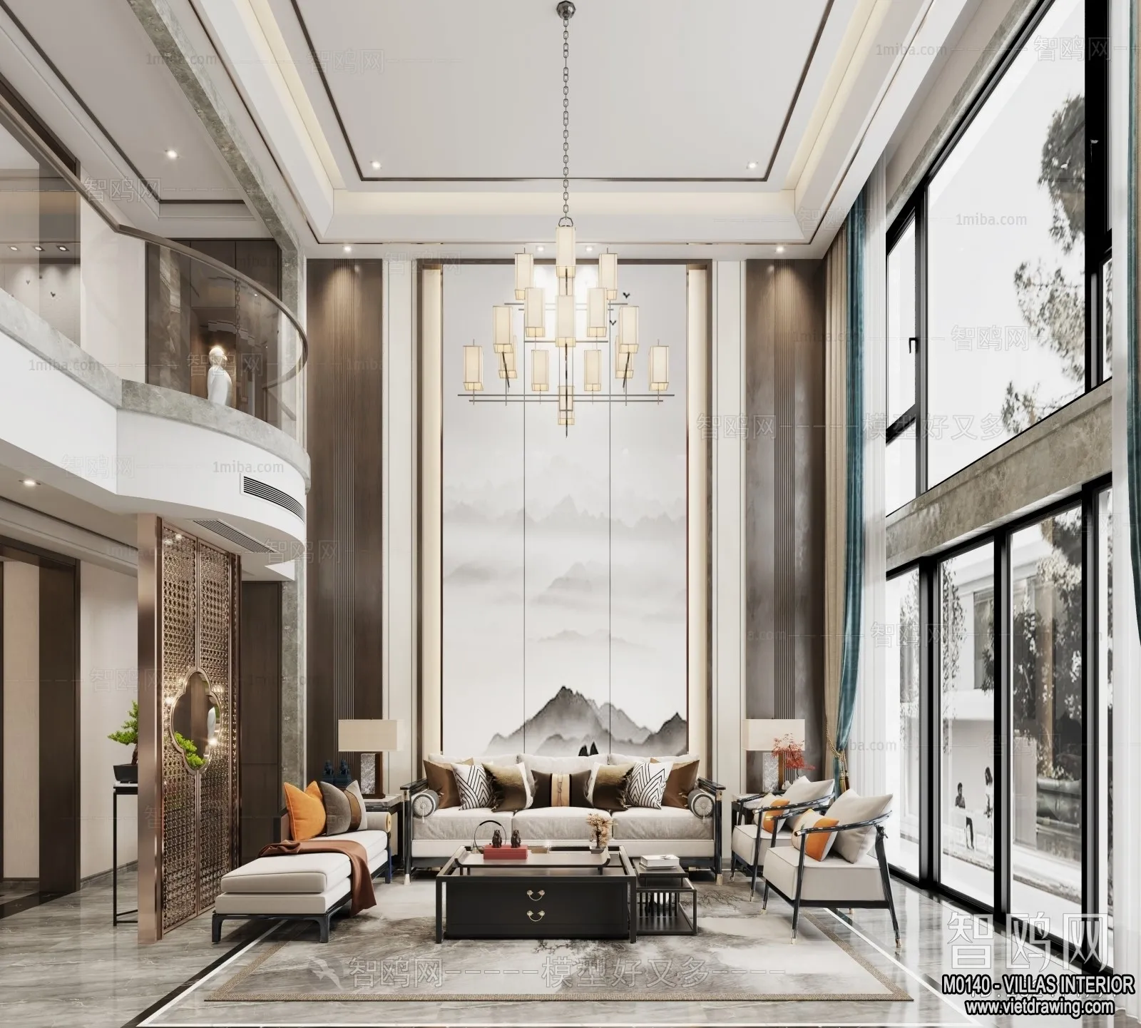 Living Room - Villas 3D Interior Scene - 3D Models - 043