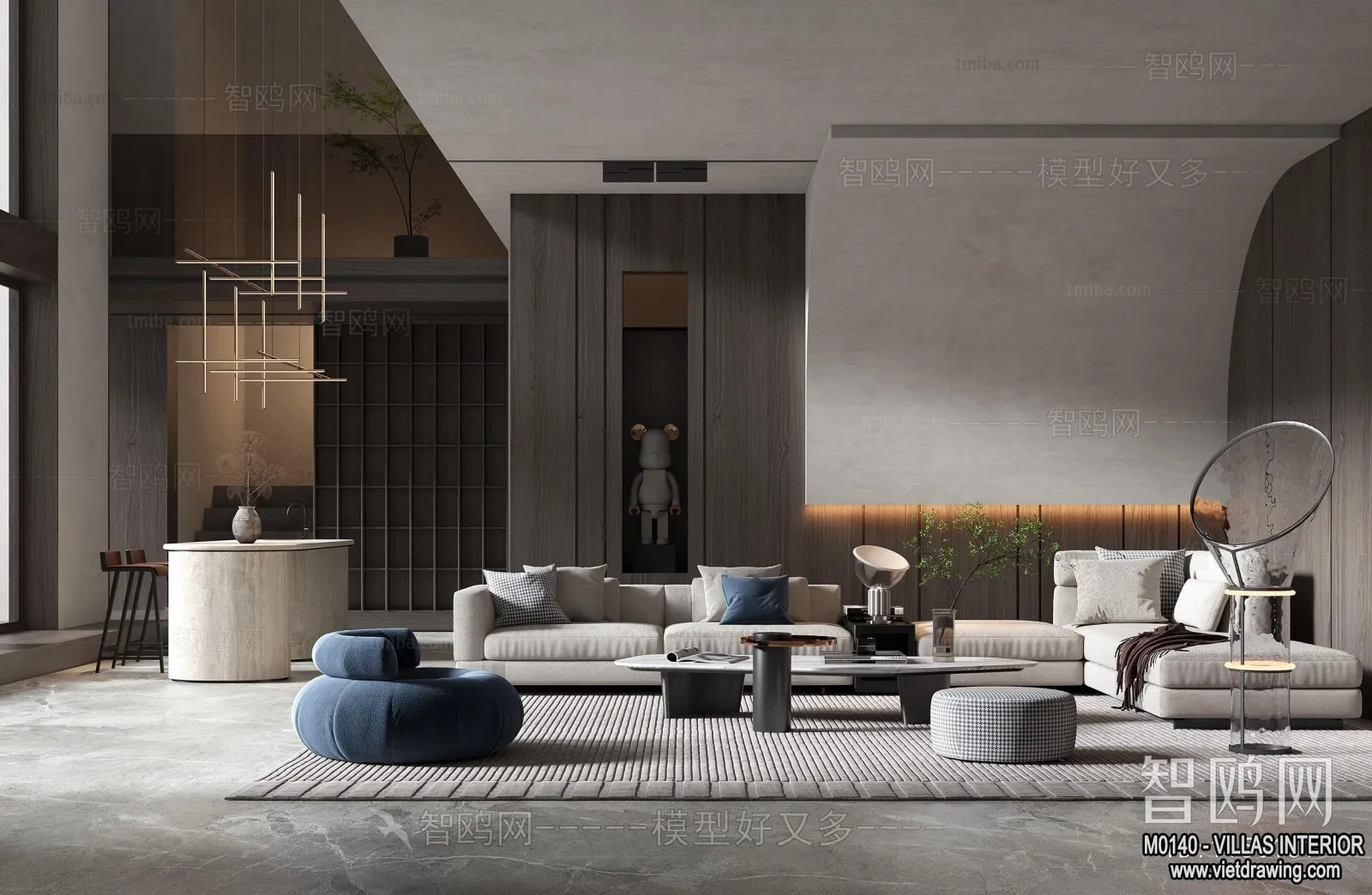 Living Room - Villas 3D Interior Scene - 3D Models - 044