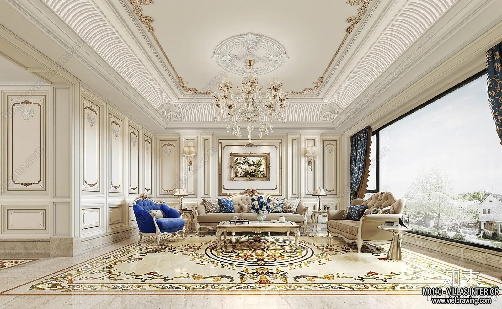 Living Room - Villas 3D Interior Scene - 3D Models - 045