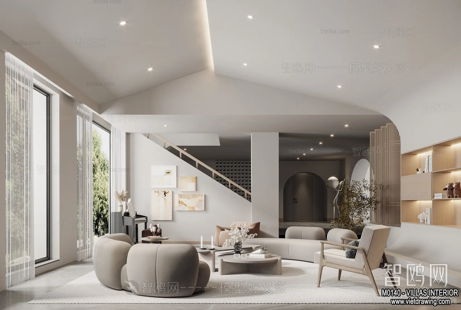 Living Room - Villas 3D Interior Scene - 3D Models - 046