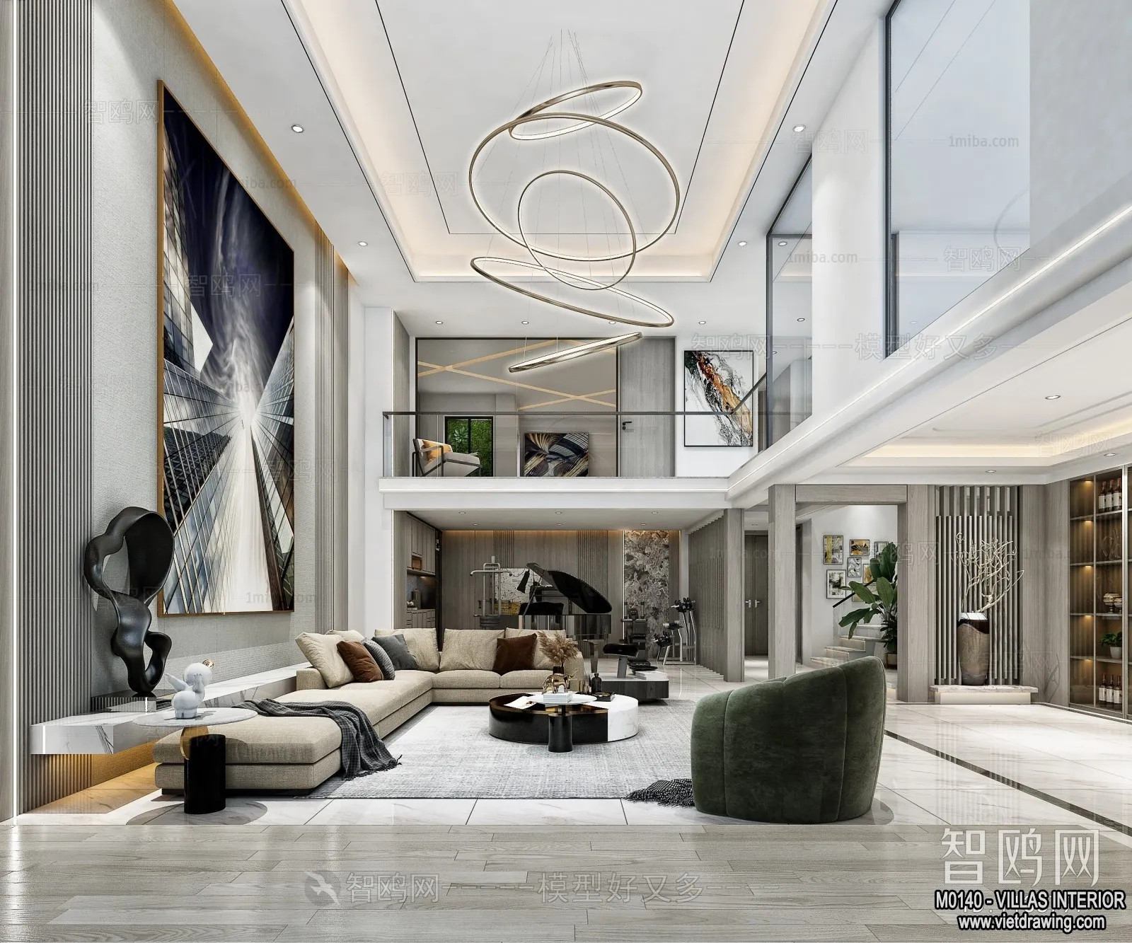 Living Room - Villas 3D Interior Scene - 3D Models - 054